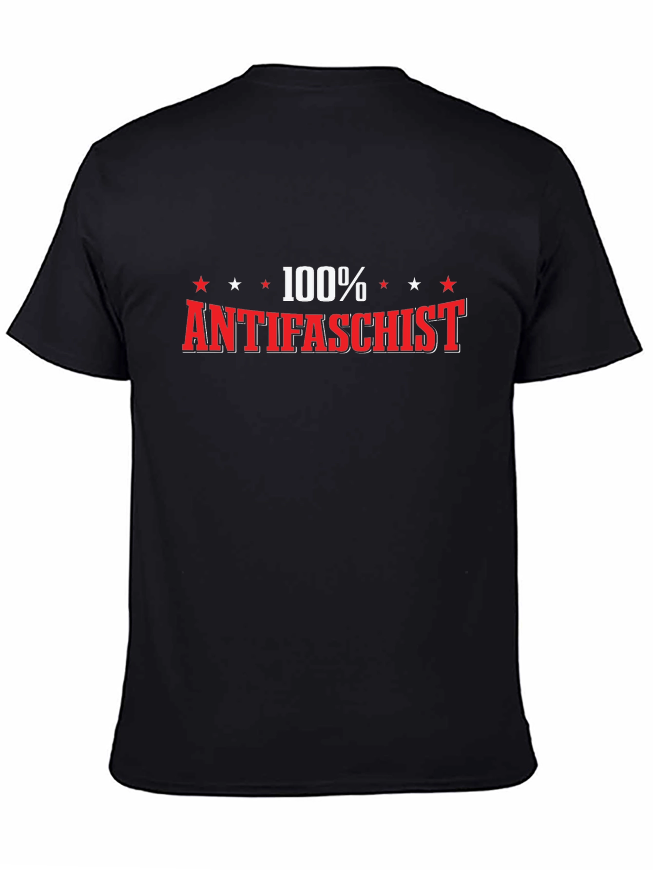 Camiseta Negra 100% Antifascista para Hombre