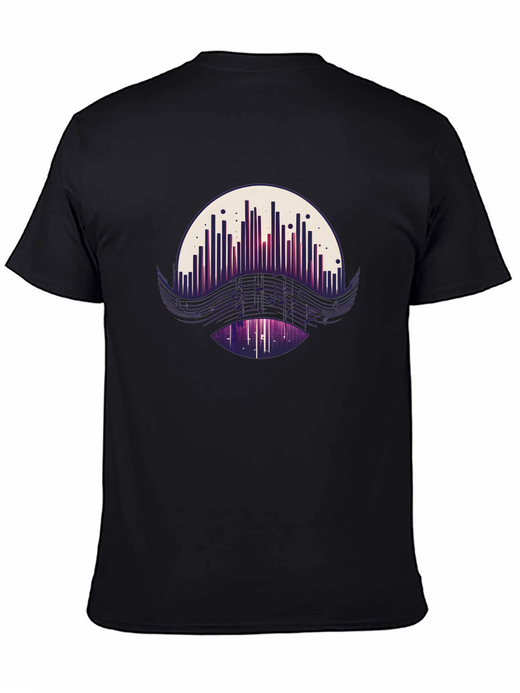 Camiseta Negra con Diseño Abstracto Musical