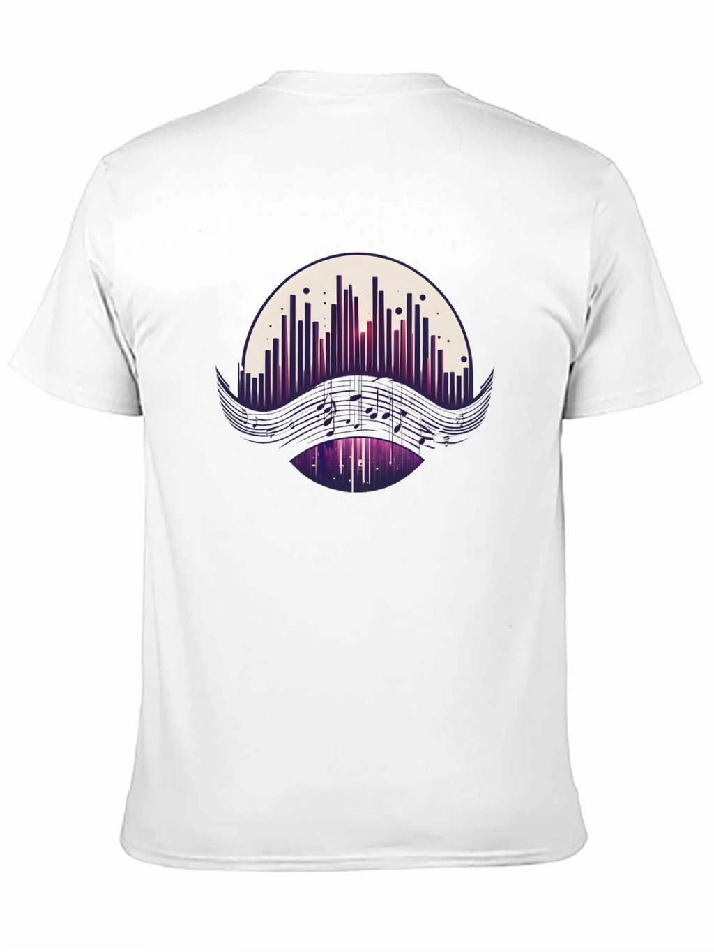 Camiseta Negra con Diseño Abstracto Musical