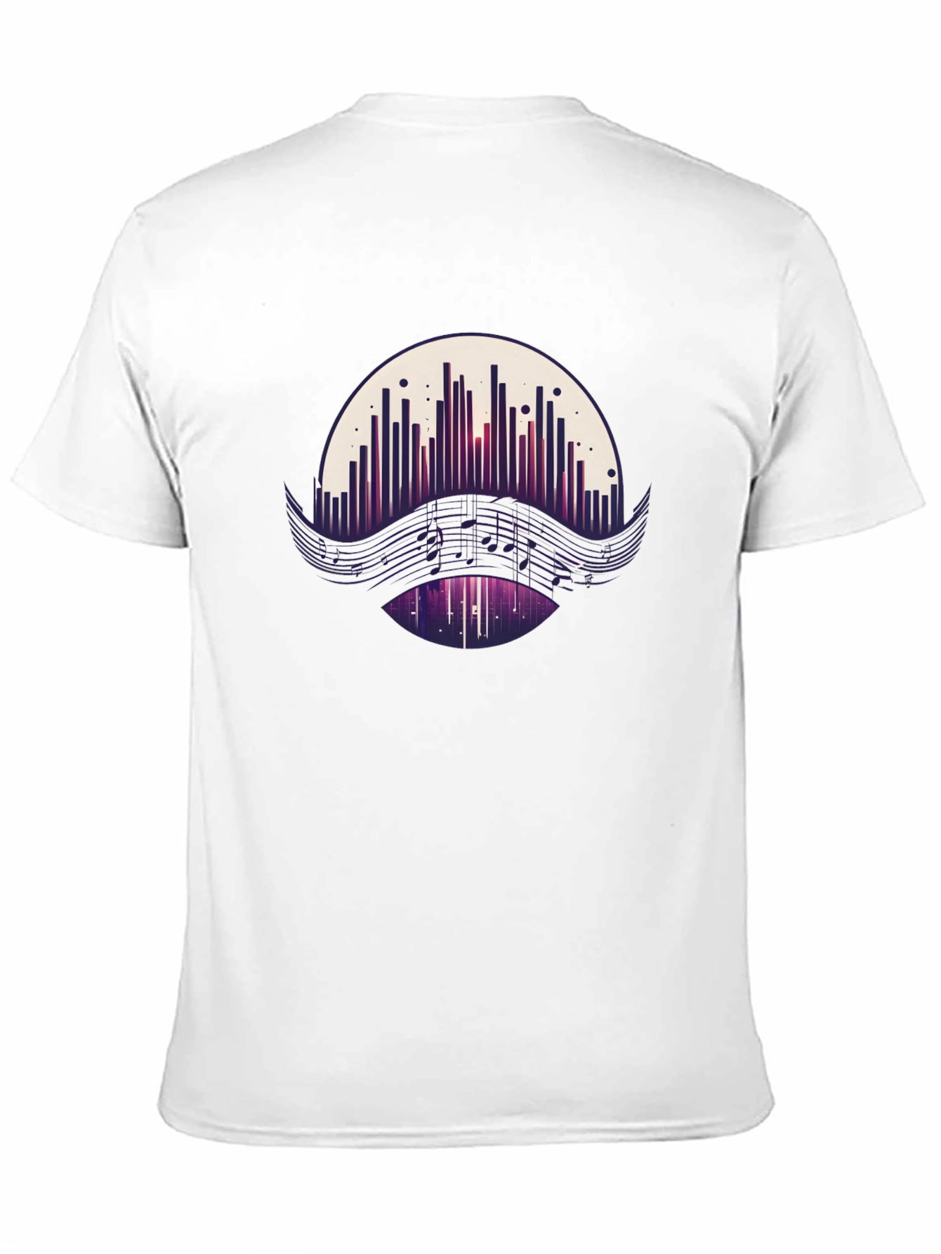 Camiseta Negra con Diseño Abstracto Musical