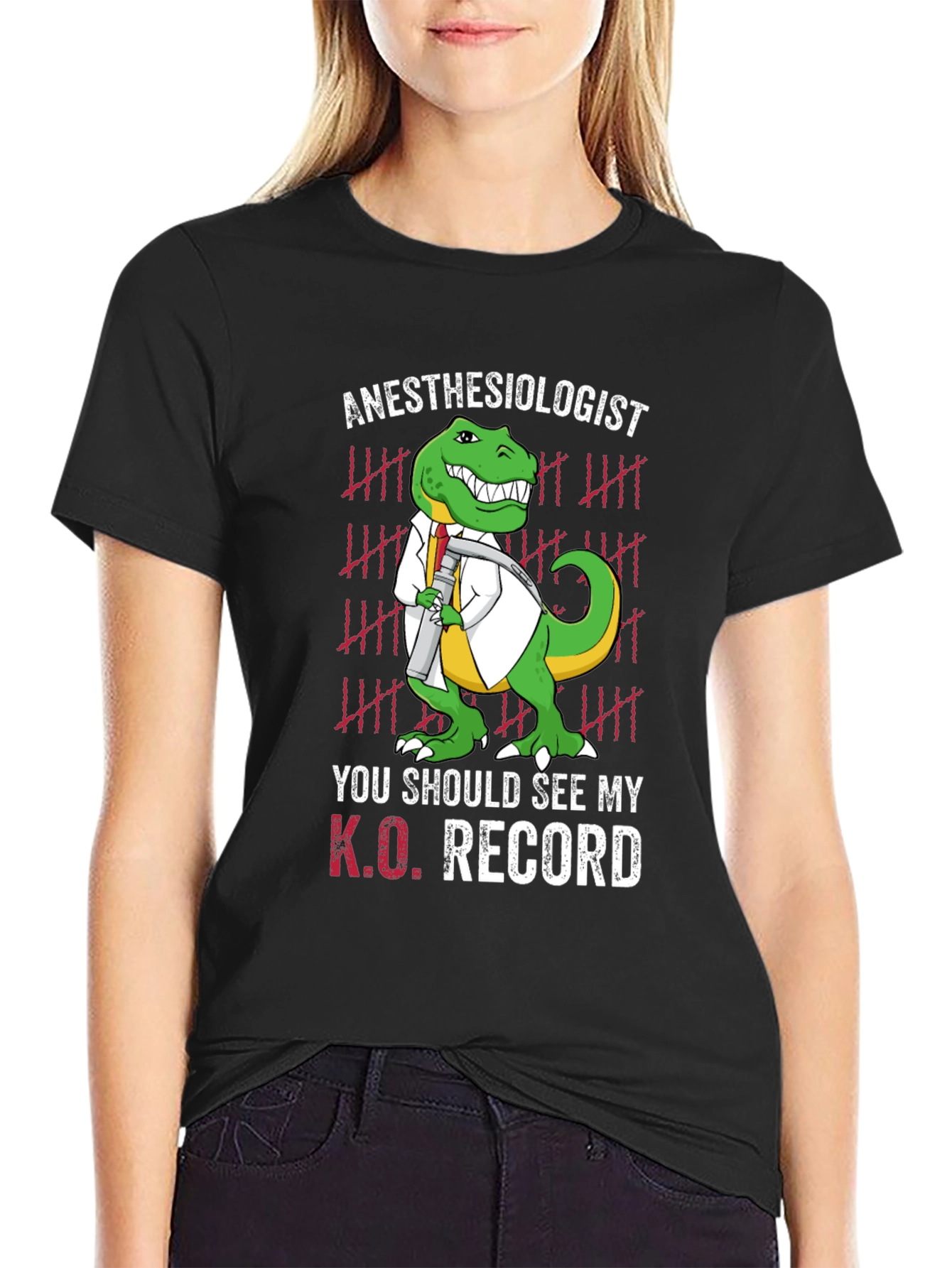 Camiseta Anestesiólogo Dinosaurio K.O. Record