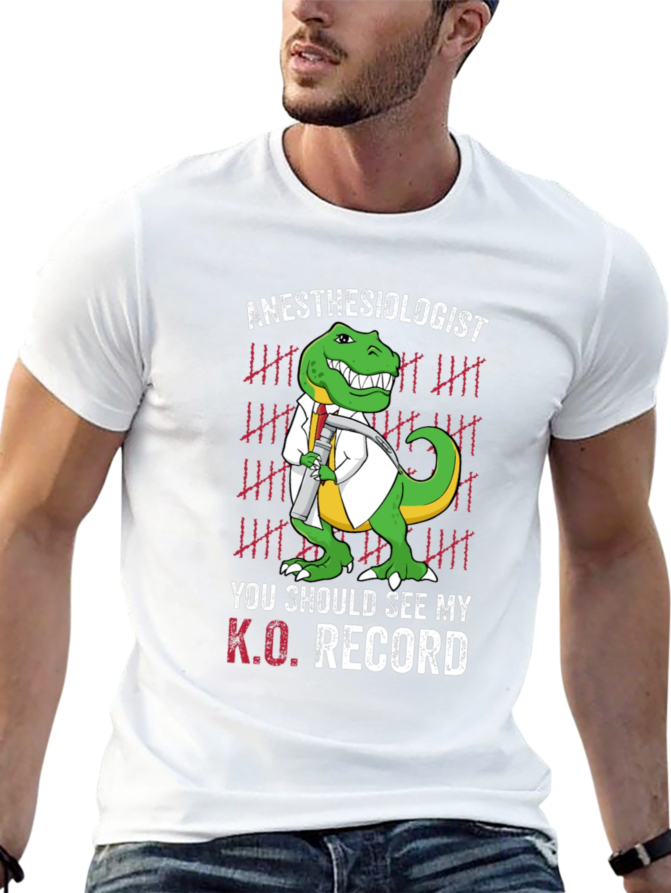Camiseta Anestesiólogo Dinosaurio K.O. Record