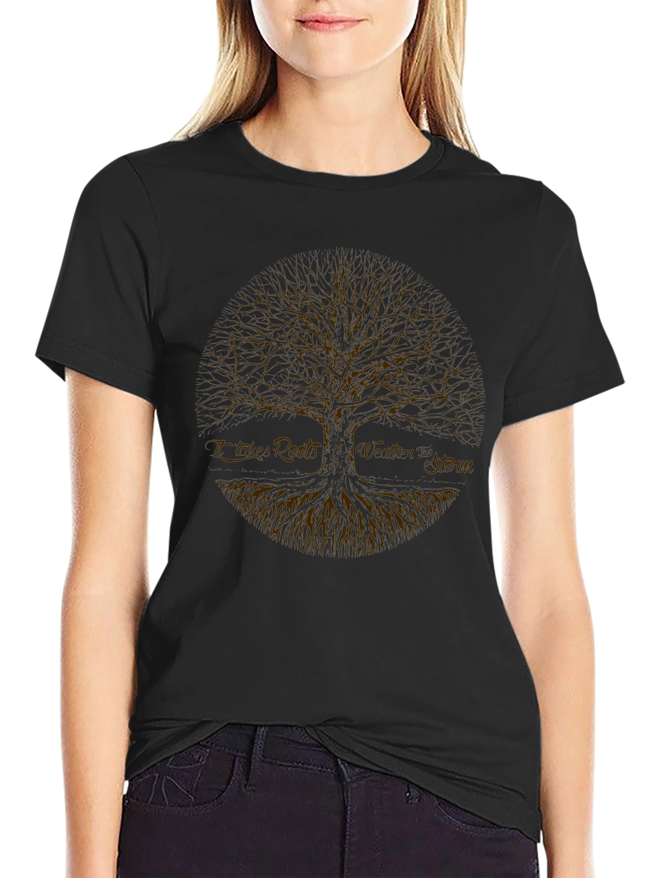 Camiseta Negra con Diseño de Árbol de la Vida
