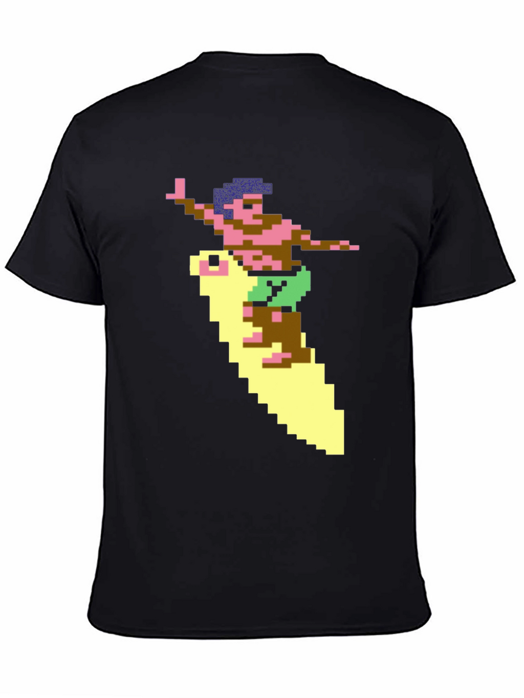 Camiseta Hombre Diseño Surfista Retro Pixelado