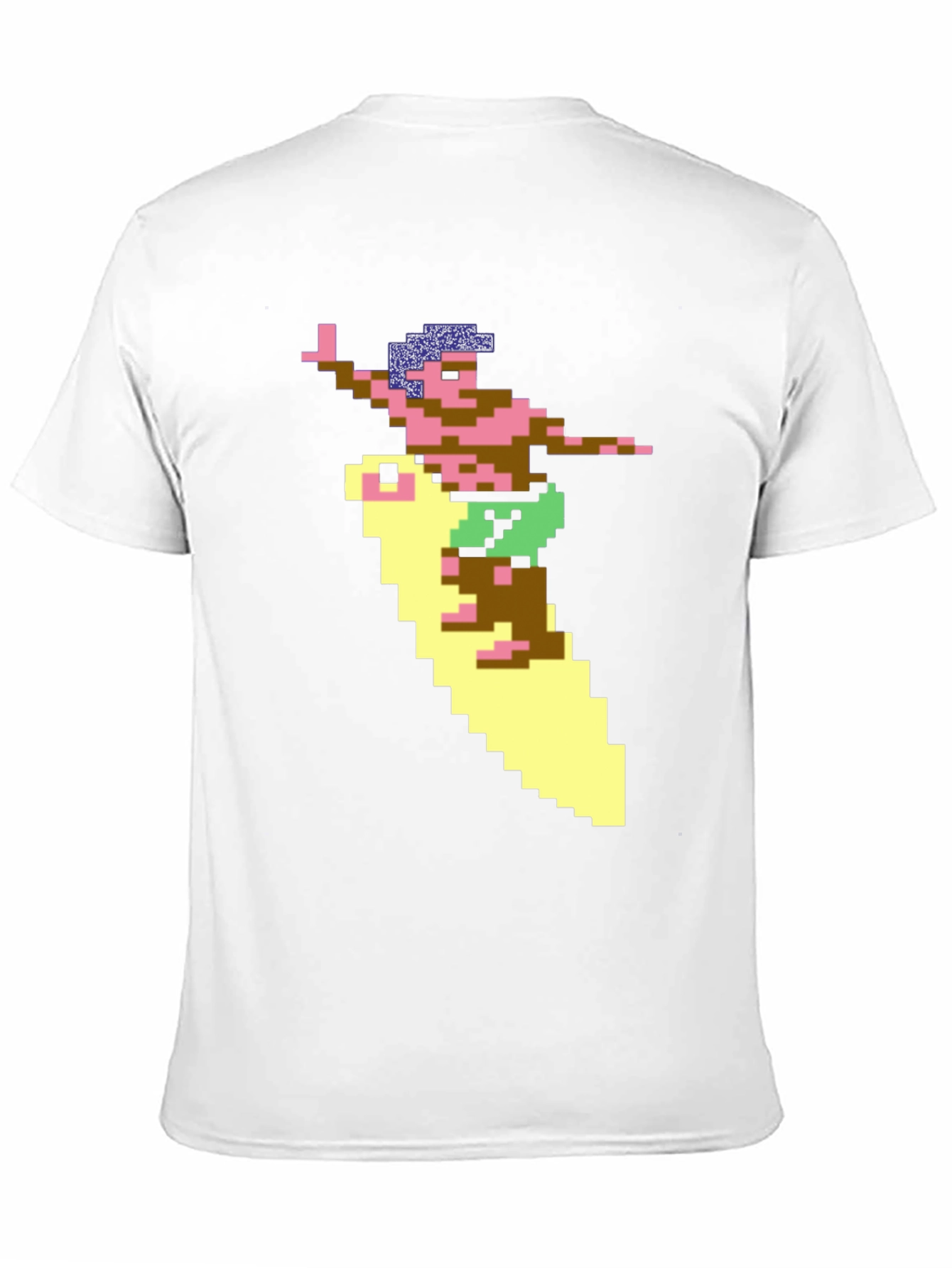 Camiseta Hombre Diseño Surfista Retro Pixelado