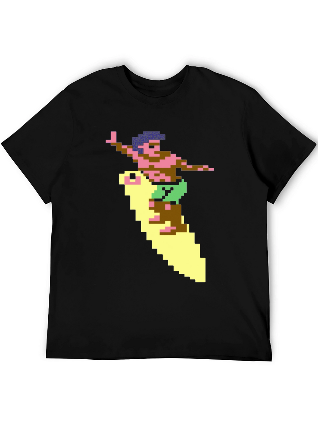 Camiseta Hombre Diseño Surfista Retro Pixelado