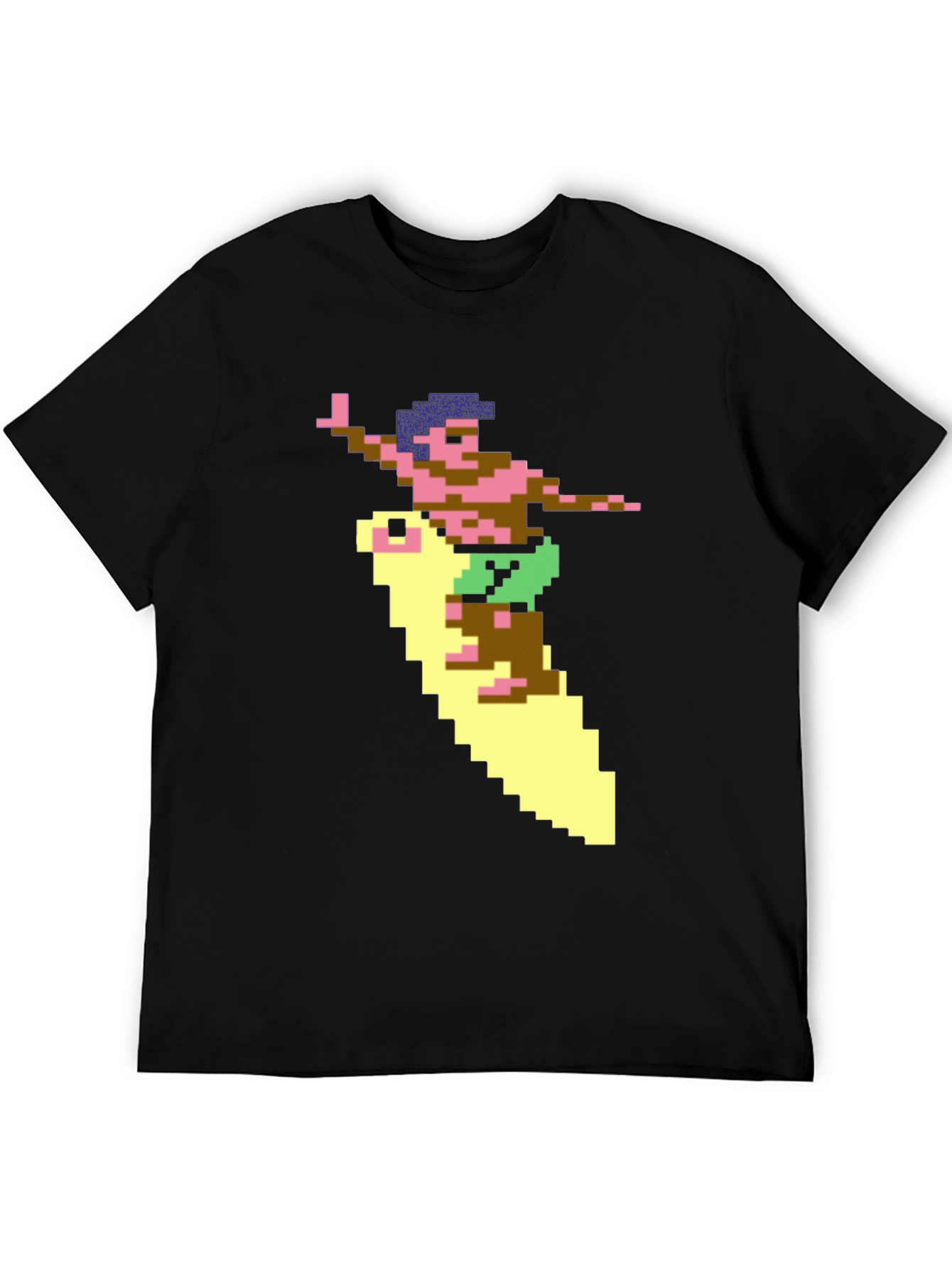 Camiseta Hombre Diseño Surfista Retro Pixelado