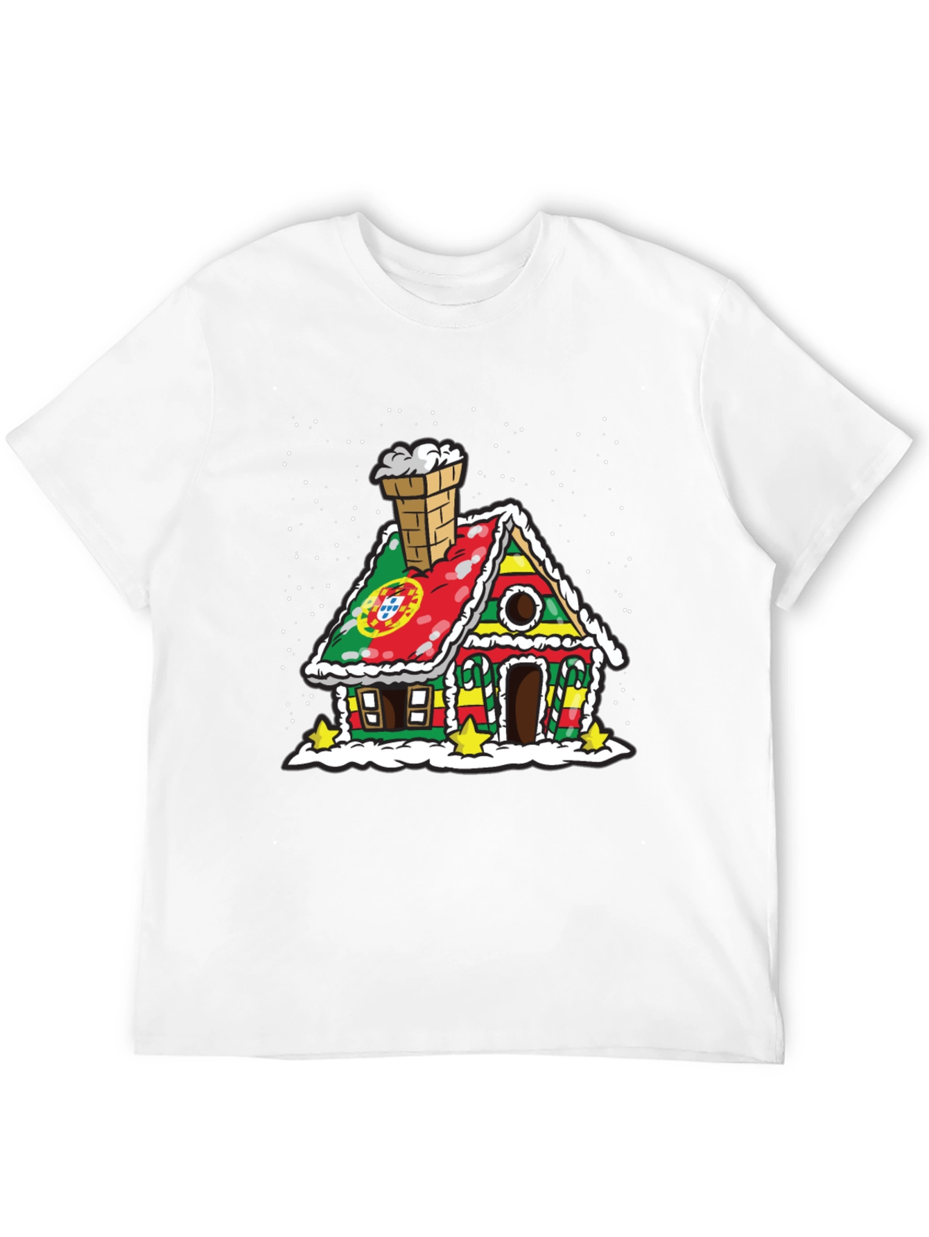 Camiseta Negra Casa de Pan de Jengibre Portugal Navidad