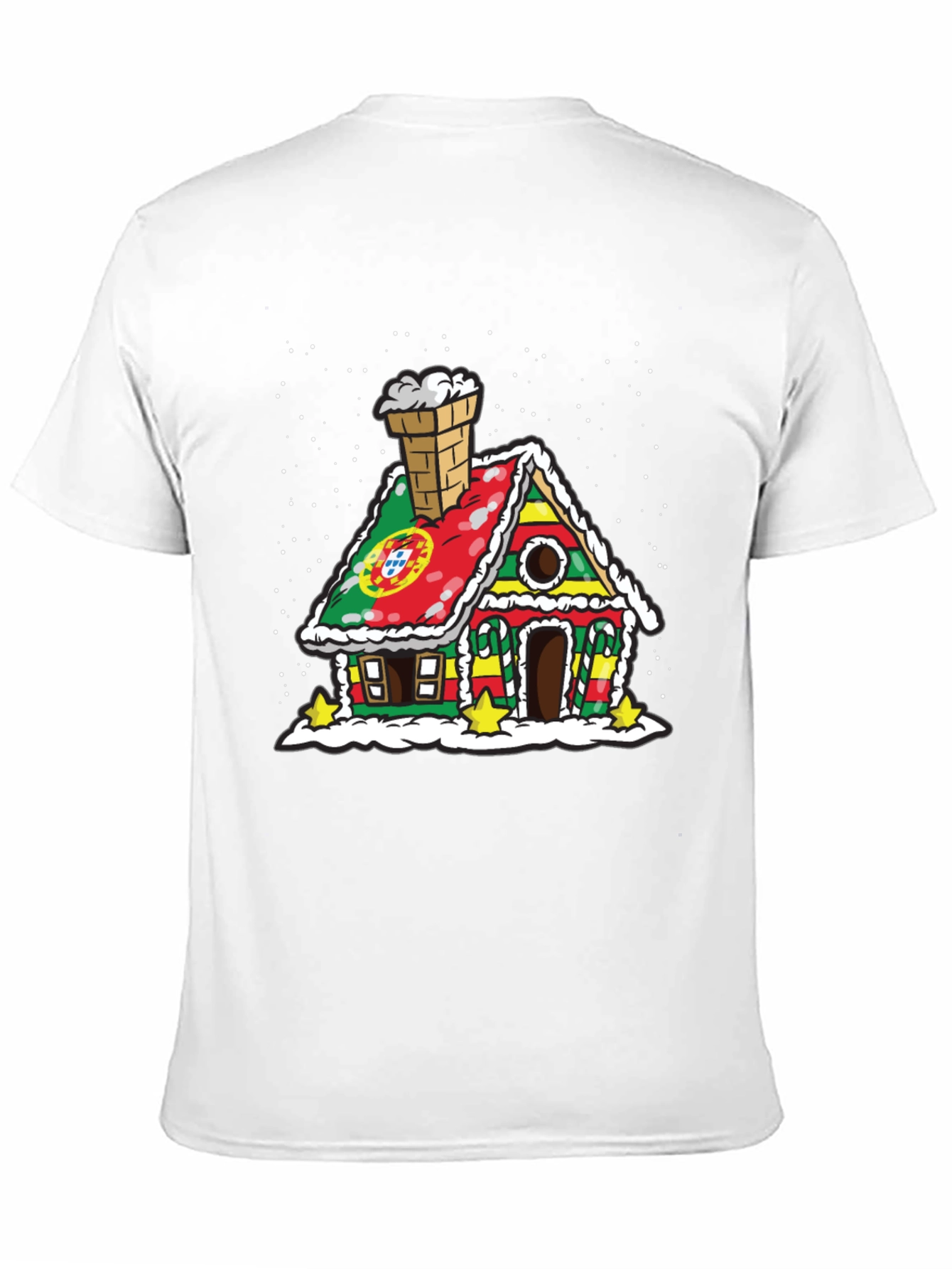 Camiseta Negra Casa de Pan de Jengibre Portugal Navidad