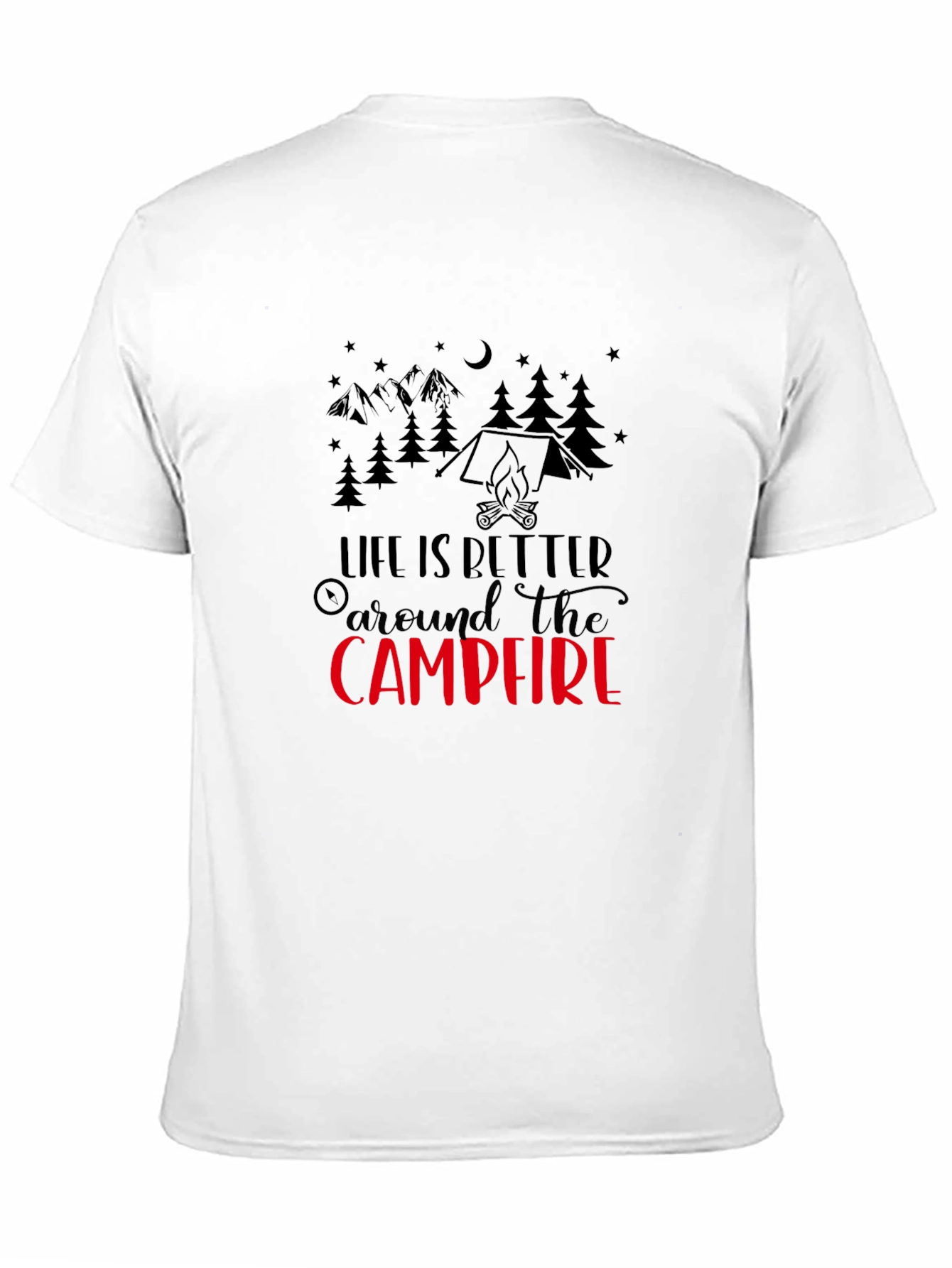Camiseta Negra con Diseño de Camping Campfire