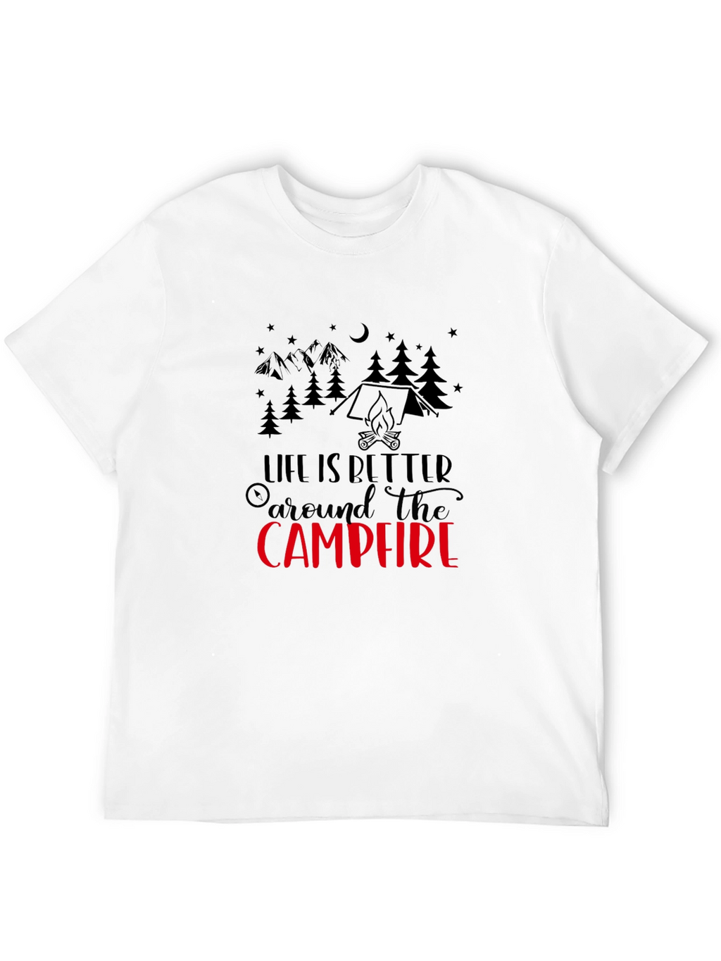 Camiseta Negra con Diseño de Camping Campfire
