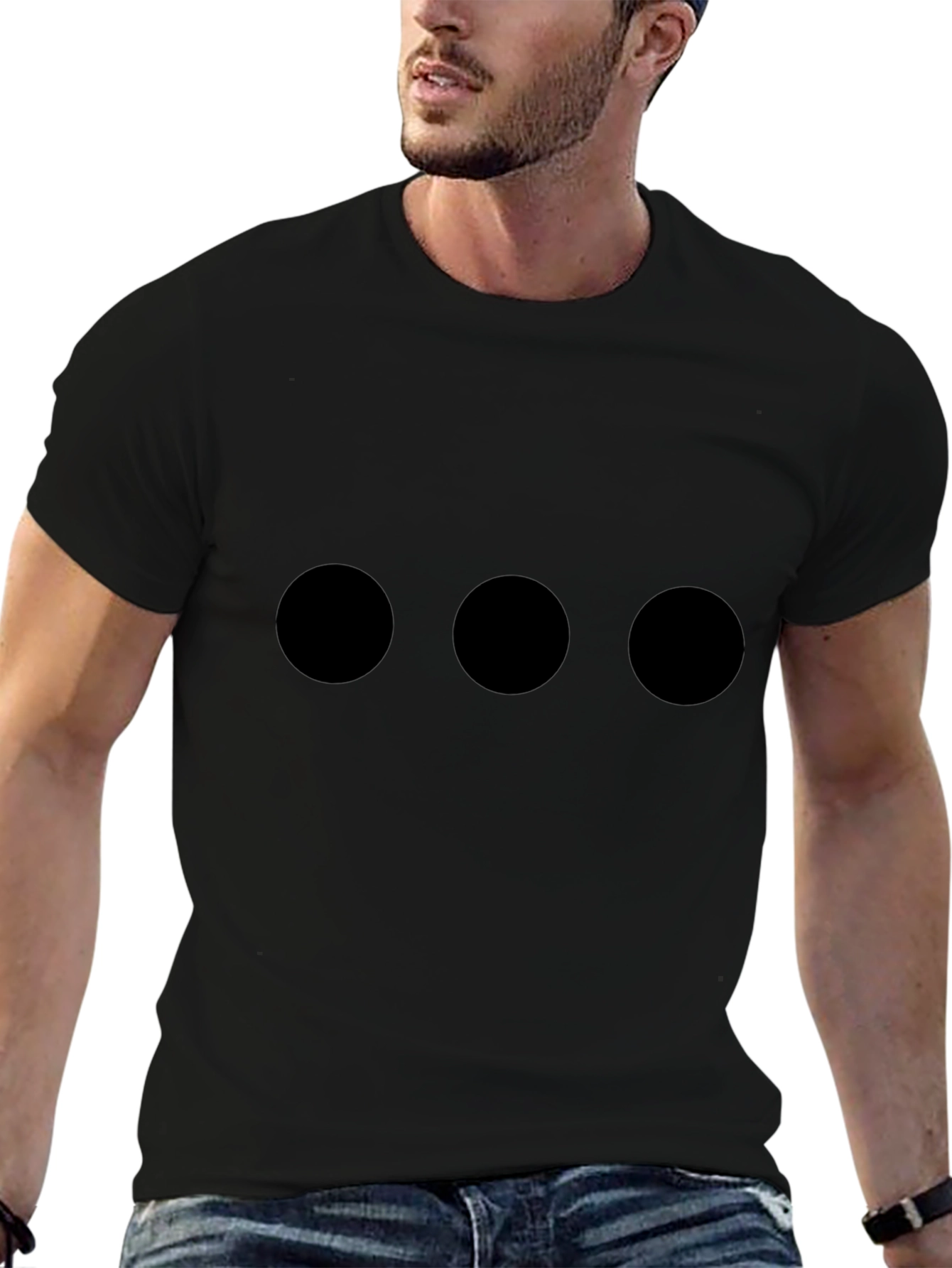 Camiseta Hombre Negra con Tres Círculos