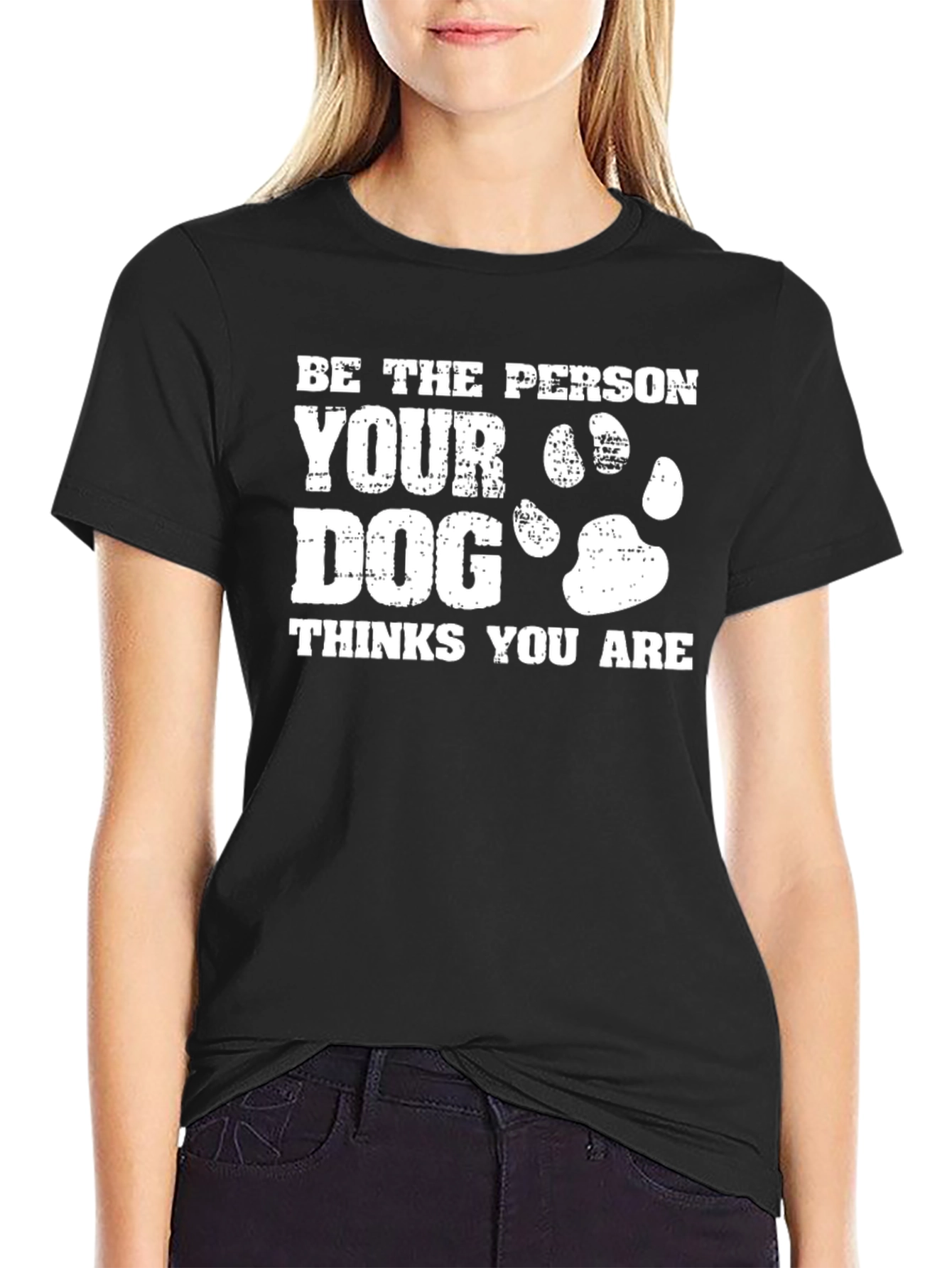 Camiseta Negra con Diseño de Huella de Perro
