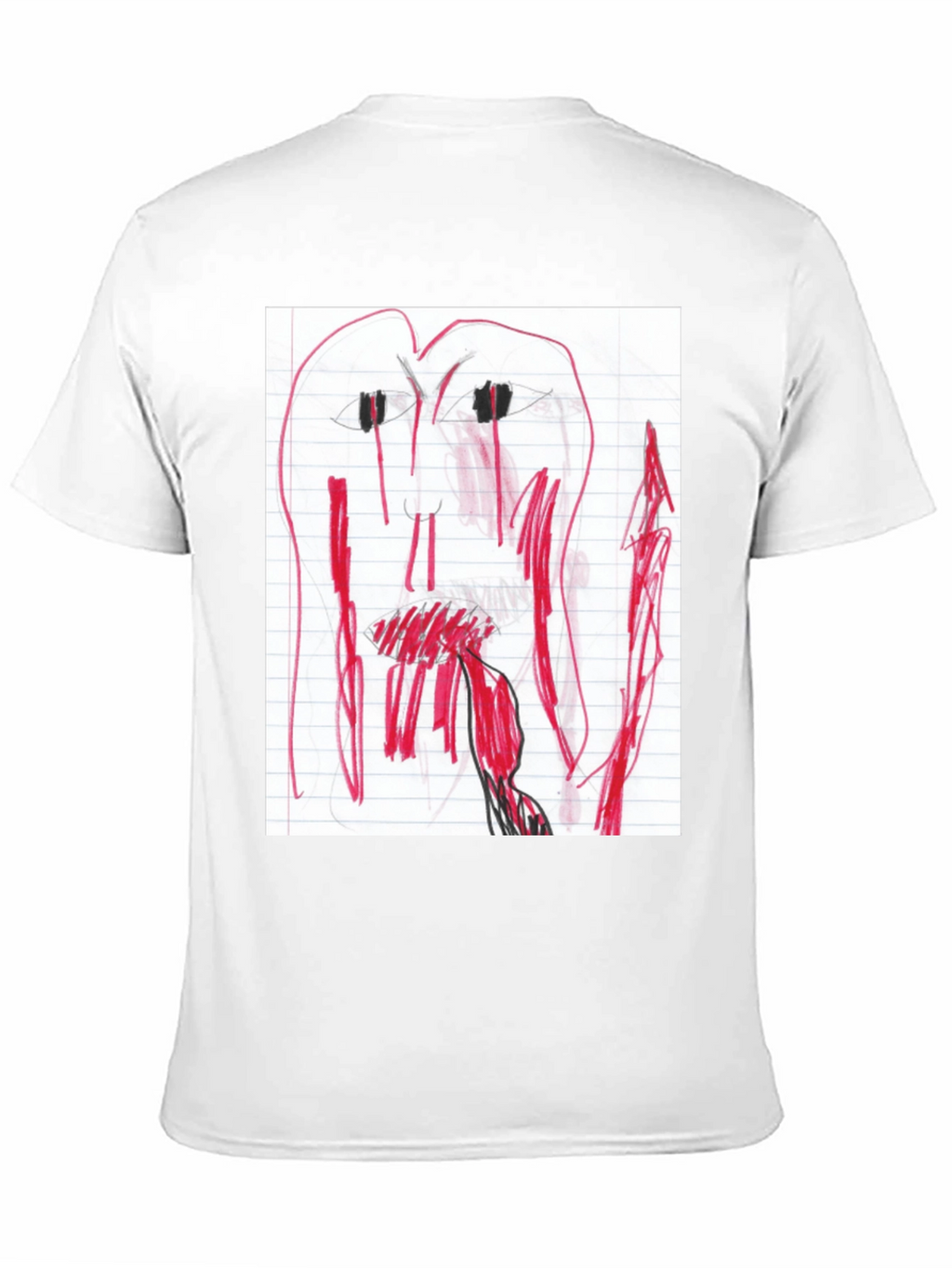 Camiseta Negra con Dibujo Abstracto Rojo