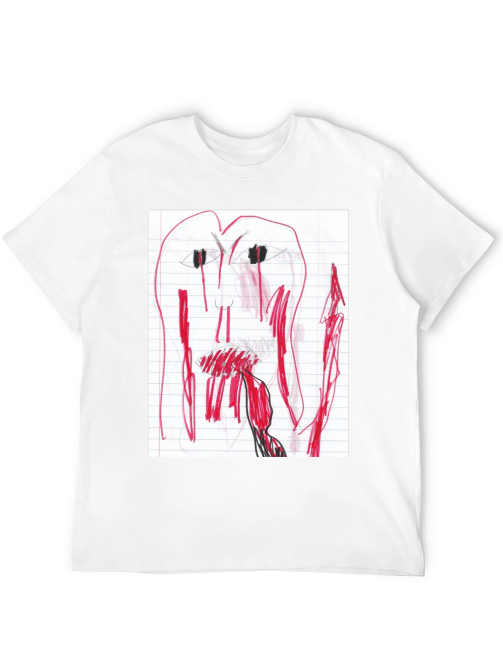 Camiseta Negra con Dibujo Abstracto Rojo