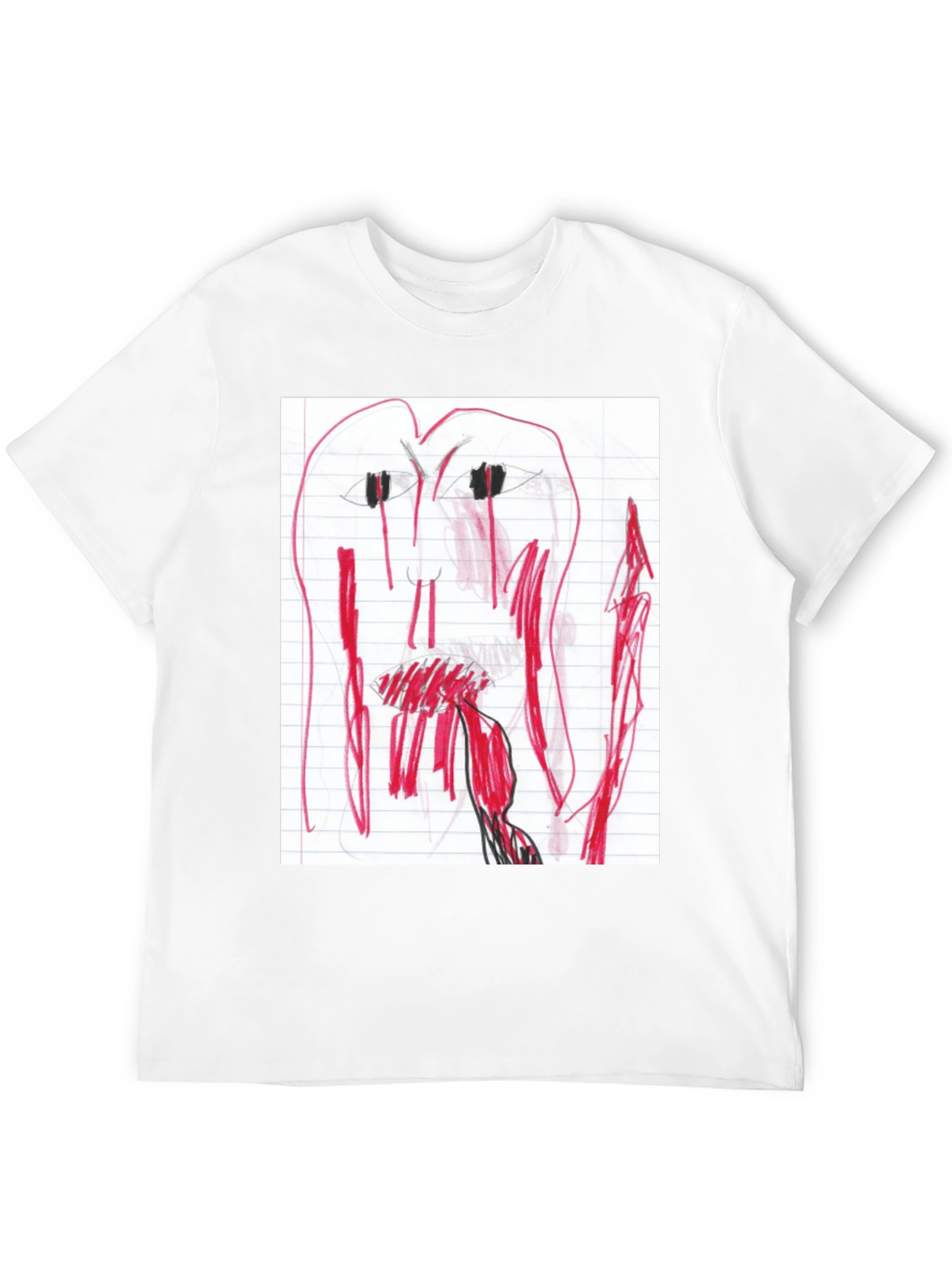 Camiseta Negra con Dibujo Abstracto Rojo