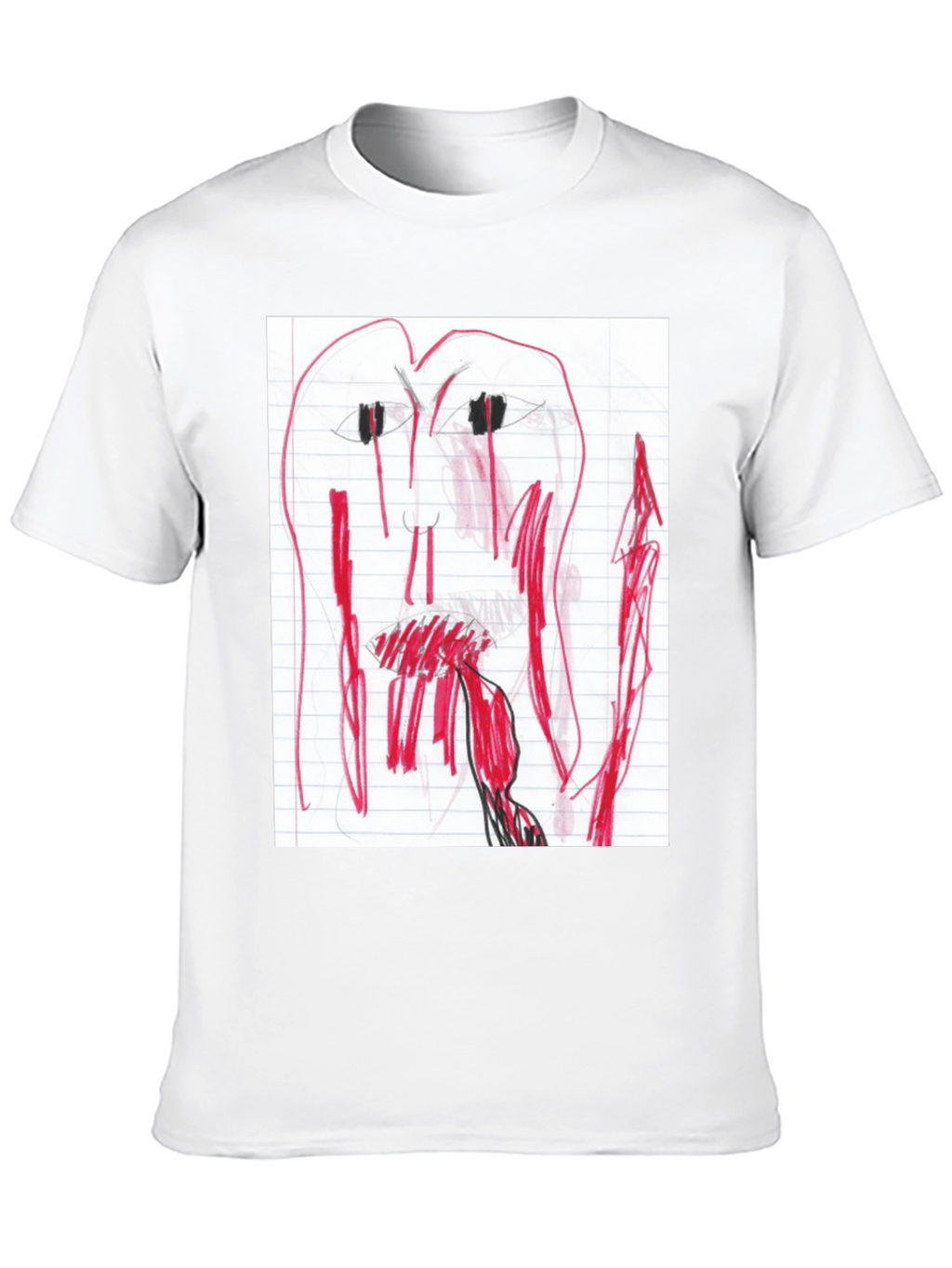 Camiseta Negra con Dibujo Abstracto Rojo