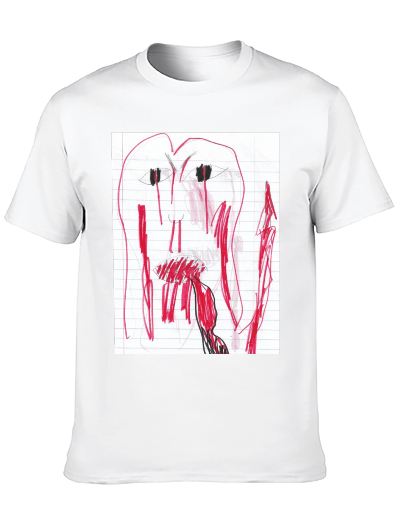 Camiseta Negra con Dibujo Abstracto Rojo