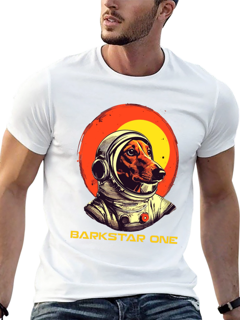 Camiseta Negra Barkstar One Astronauta Perro