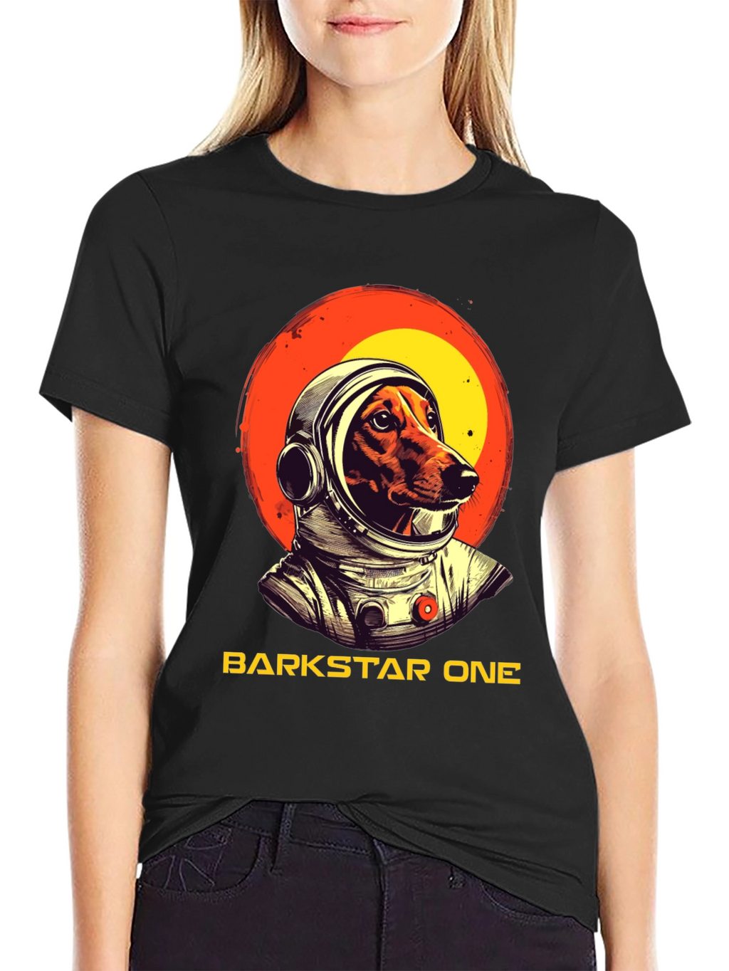 Camiseta Negra Barkstar One Astronauta Perro
