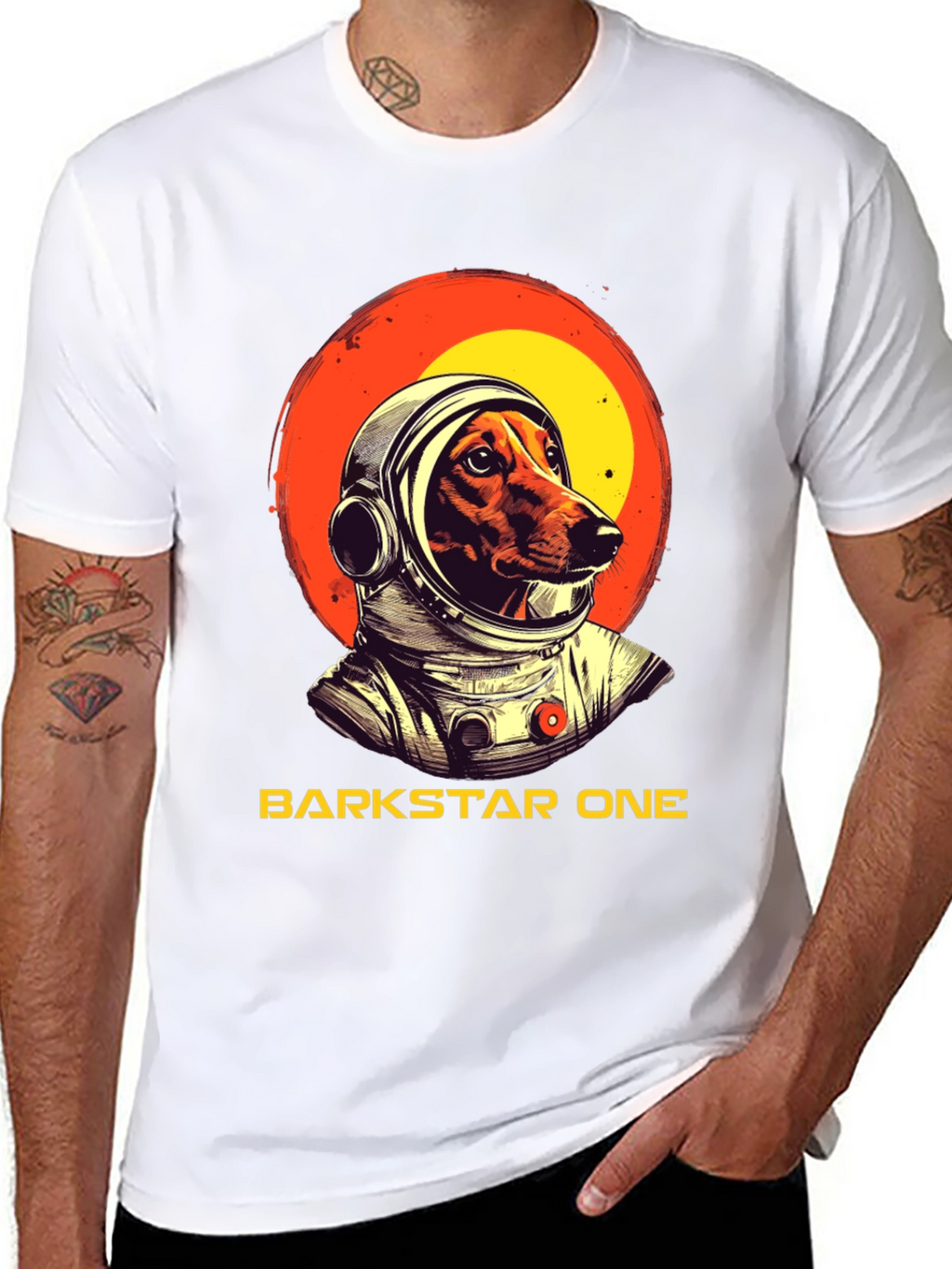 Camiseta Negra Barkstar One Astronauta Perro