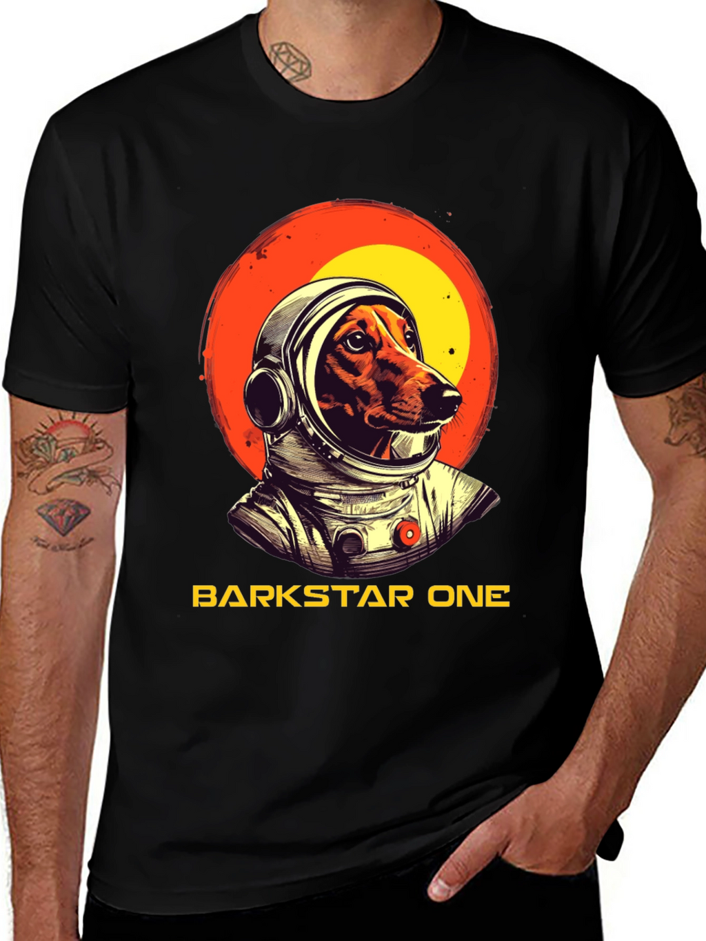 Camiseta Negra Barkstar One Astronauta Perro