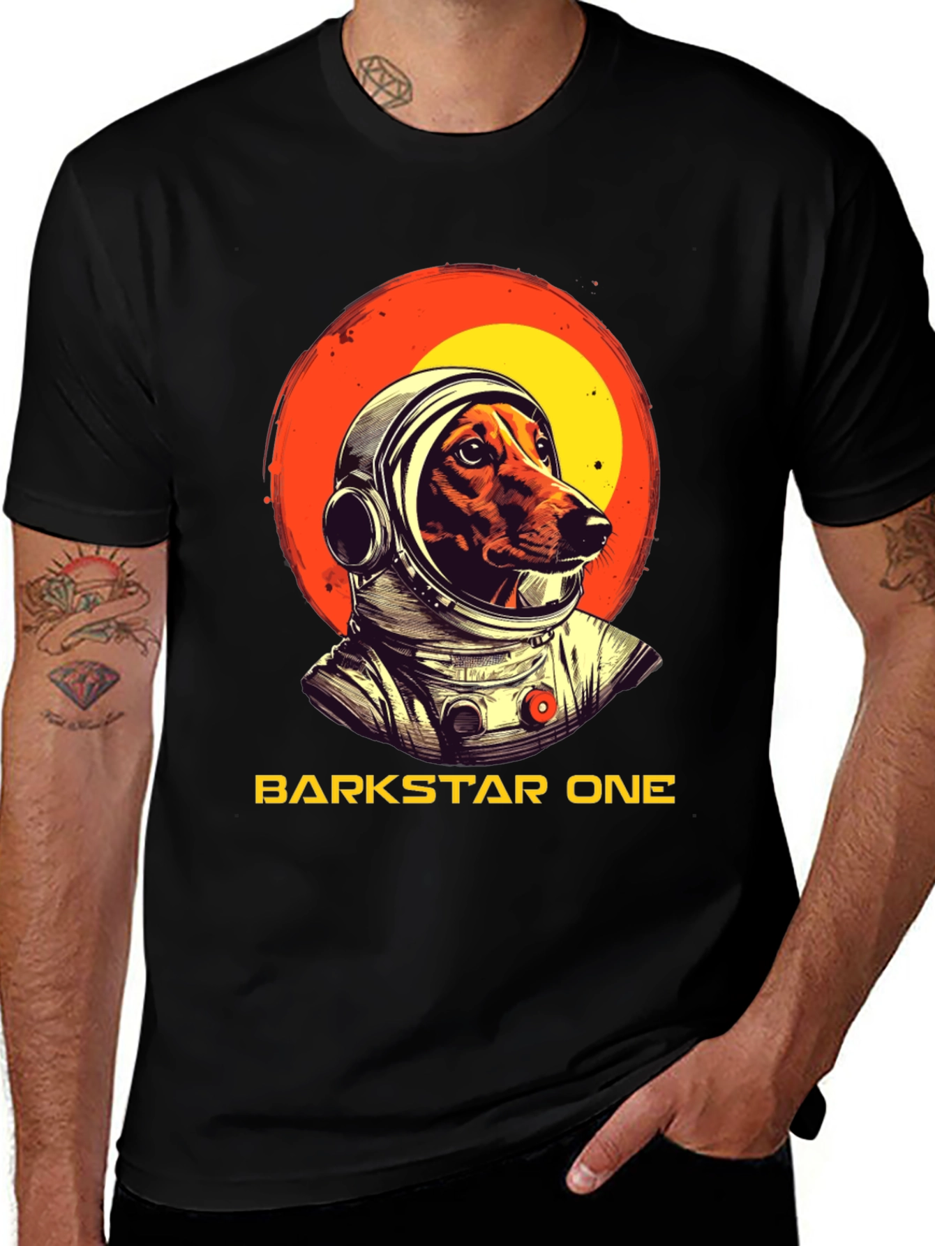 Camiseta Negra Barkstar One Astronauta Perro