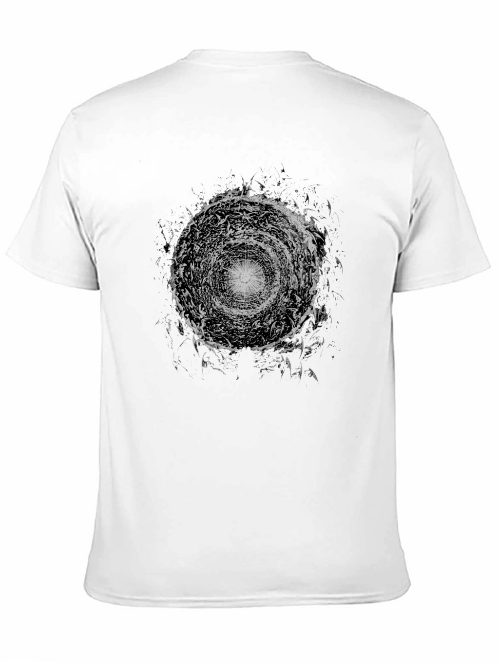 Camiseta Negra con Diseño Abstracto Circular