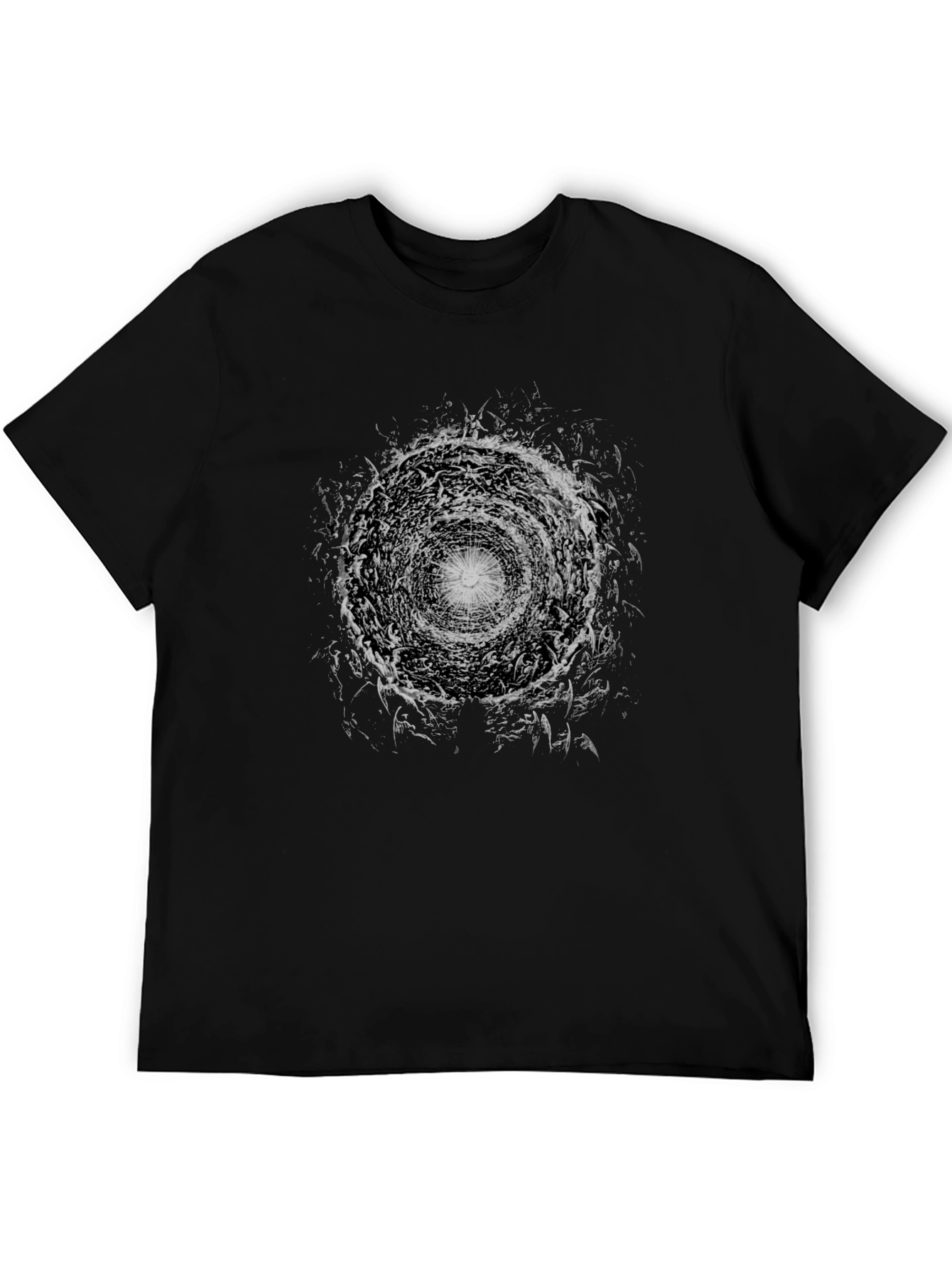 Camiseta Negra con Diseño Abstracto Circular