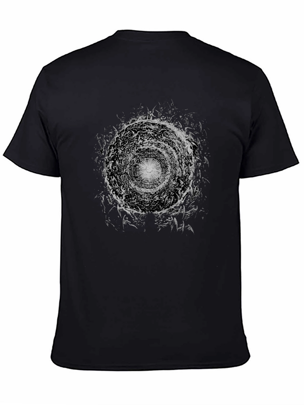 Camiseta Negra con Diseño Abstracto Circular