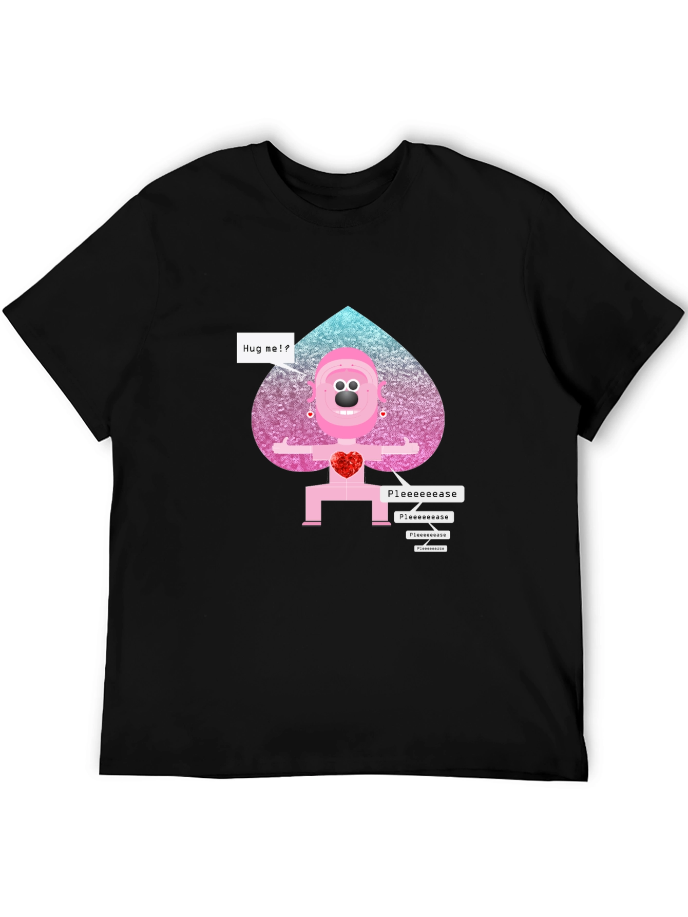 Camiseta Negra con Diseño Abstracto de Corazón