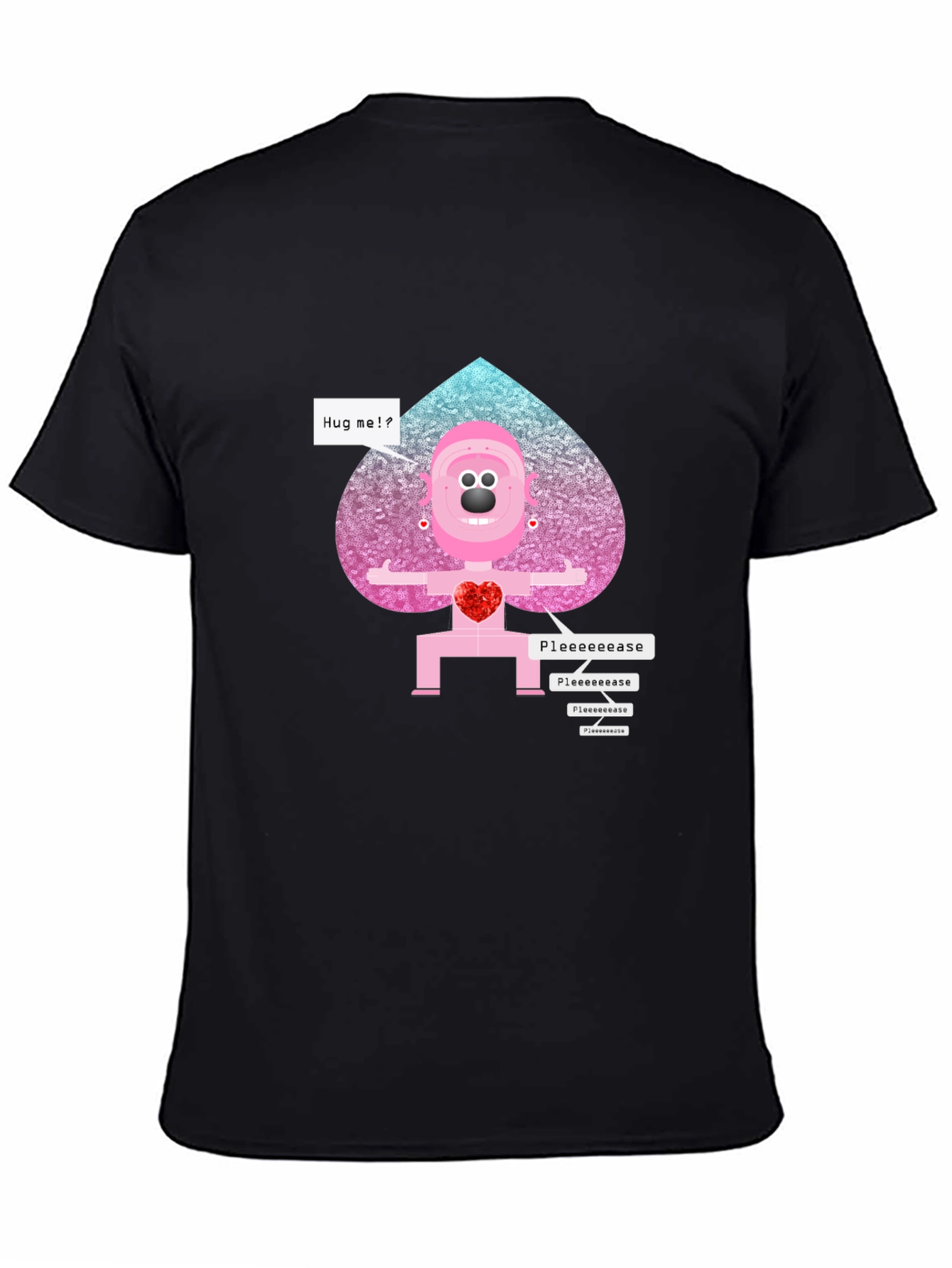 Camiseta Negra con Diseño Abstracto de Corazón