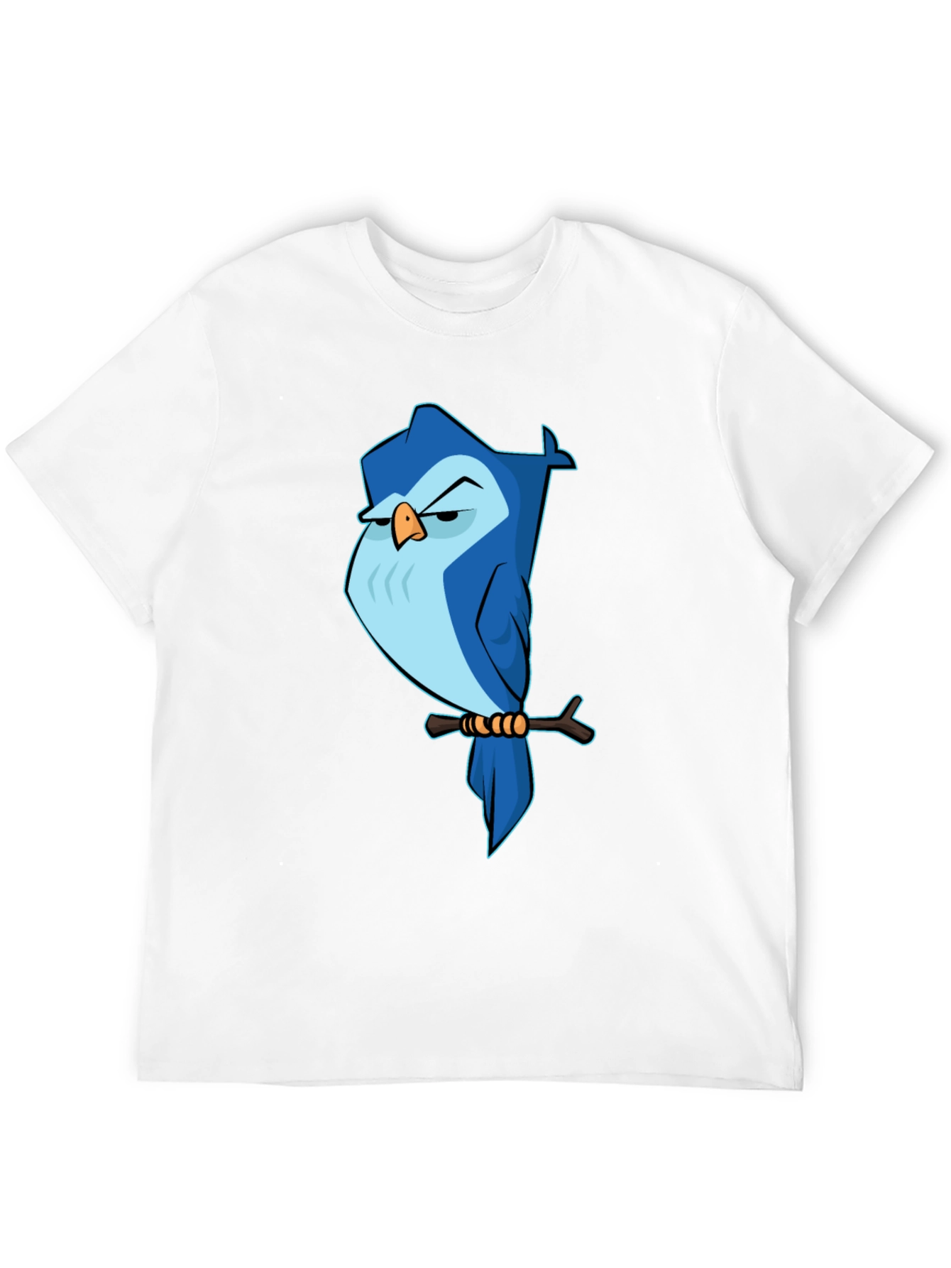 Camiseta Negra con Búho Azul de Dibujos Animados