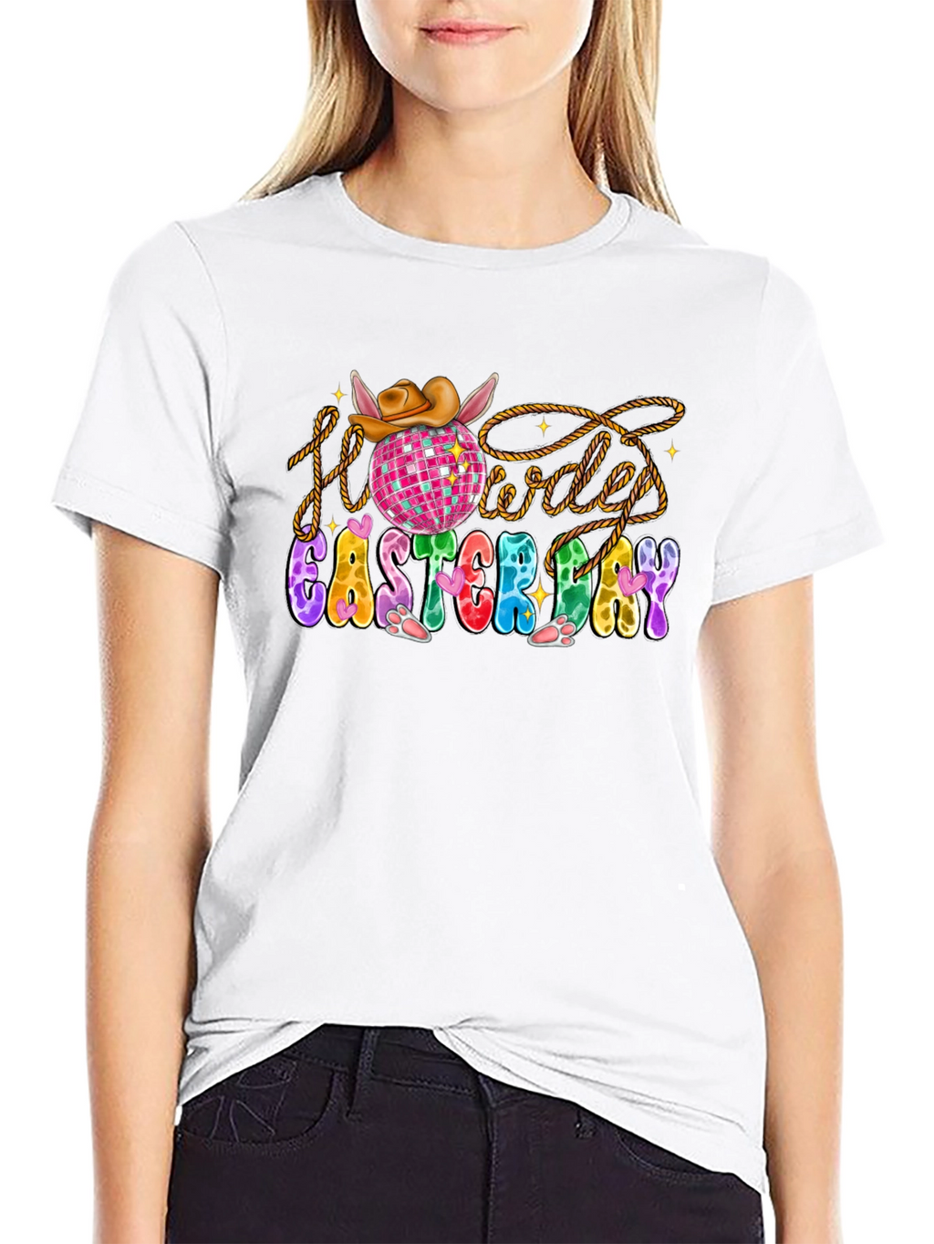 Camiseta Festiva de Pascua con Diseño Vaquero
