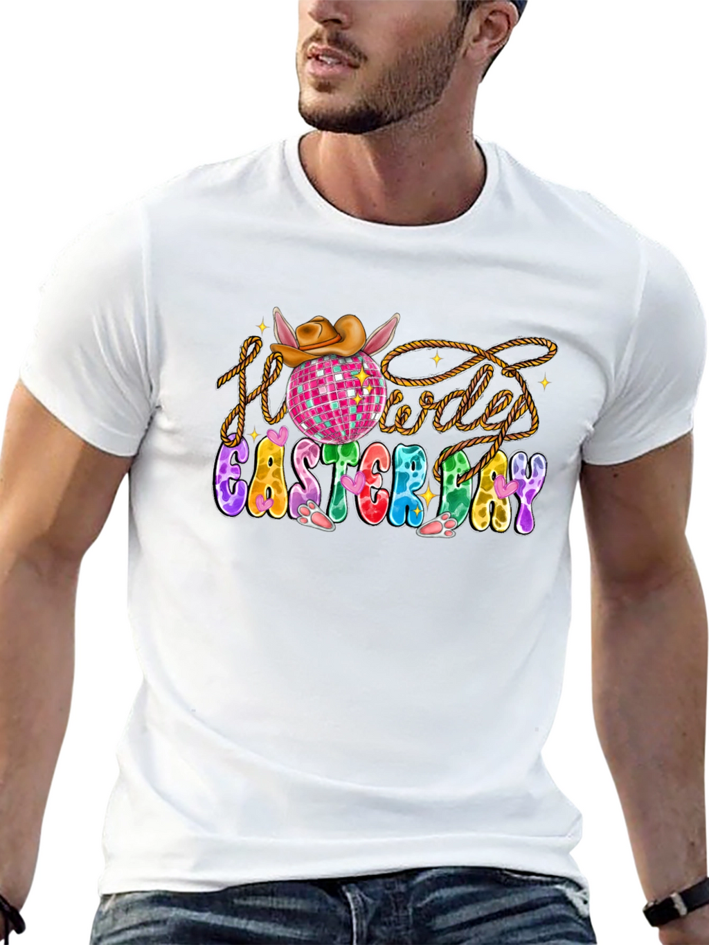 Camiseta Festiva de Pascua con Diseño Vaquero