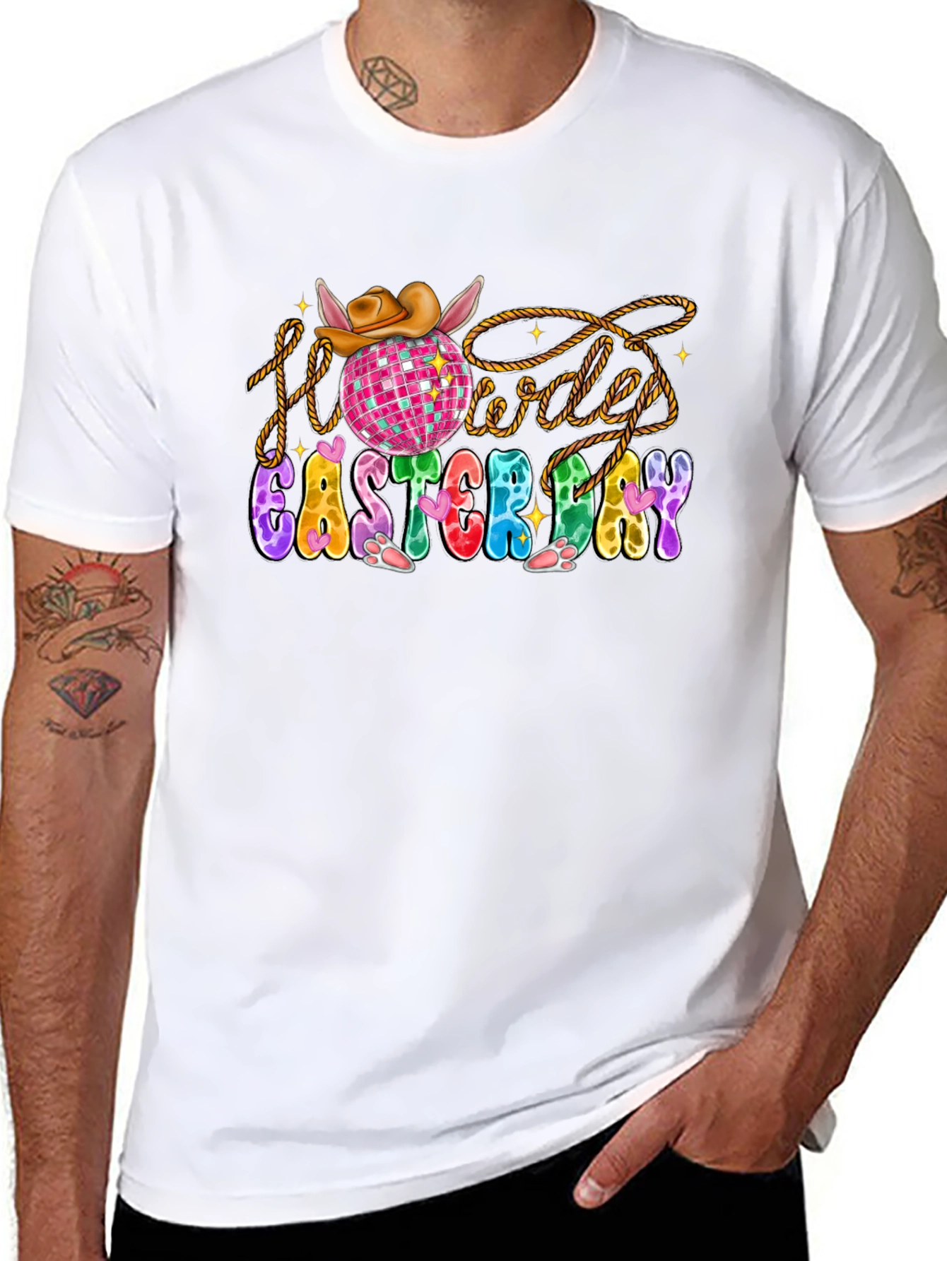 Camiseta Festiva de Pascua con Diseño Vaquero