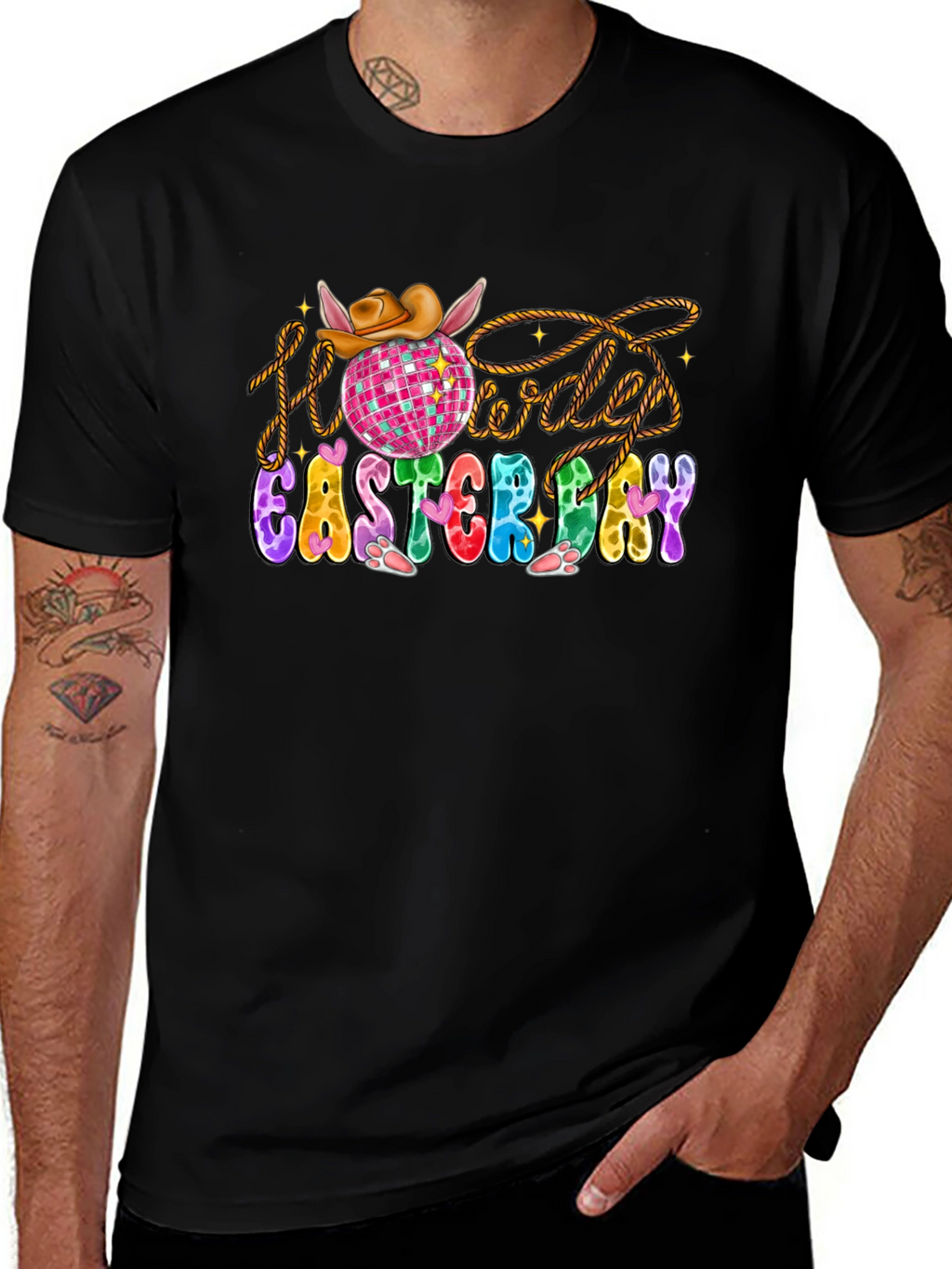 Camiseta Festiva de Pascua con Diseño Vaquero