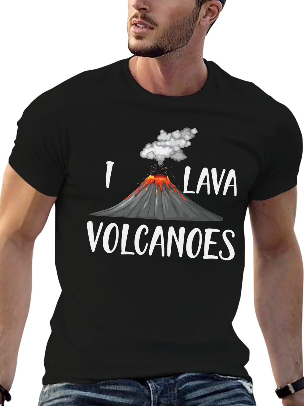 Camiseta Hombre Amo Lava Volcanes Negra