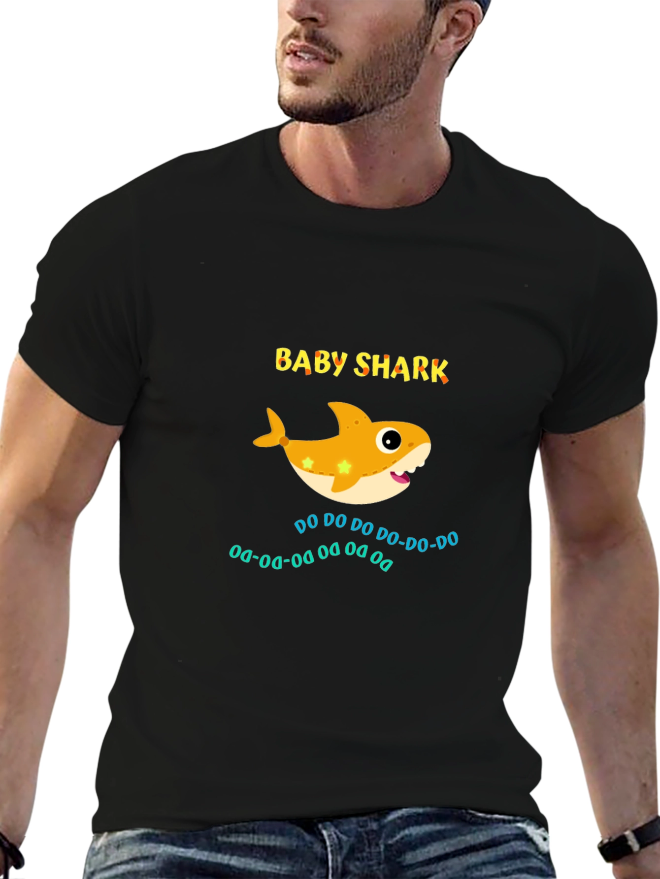 Camiseta Negra Baby Shark para Adulto