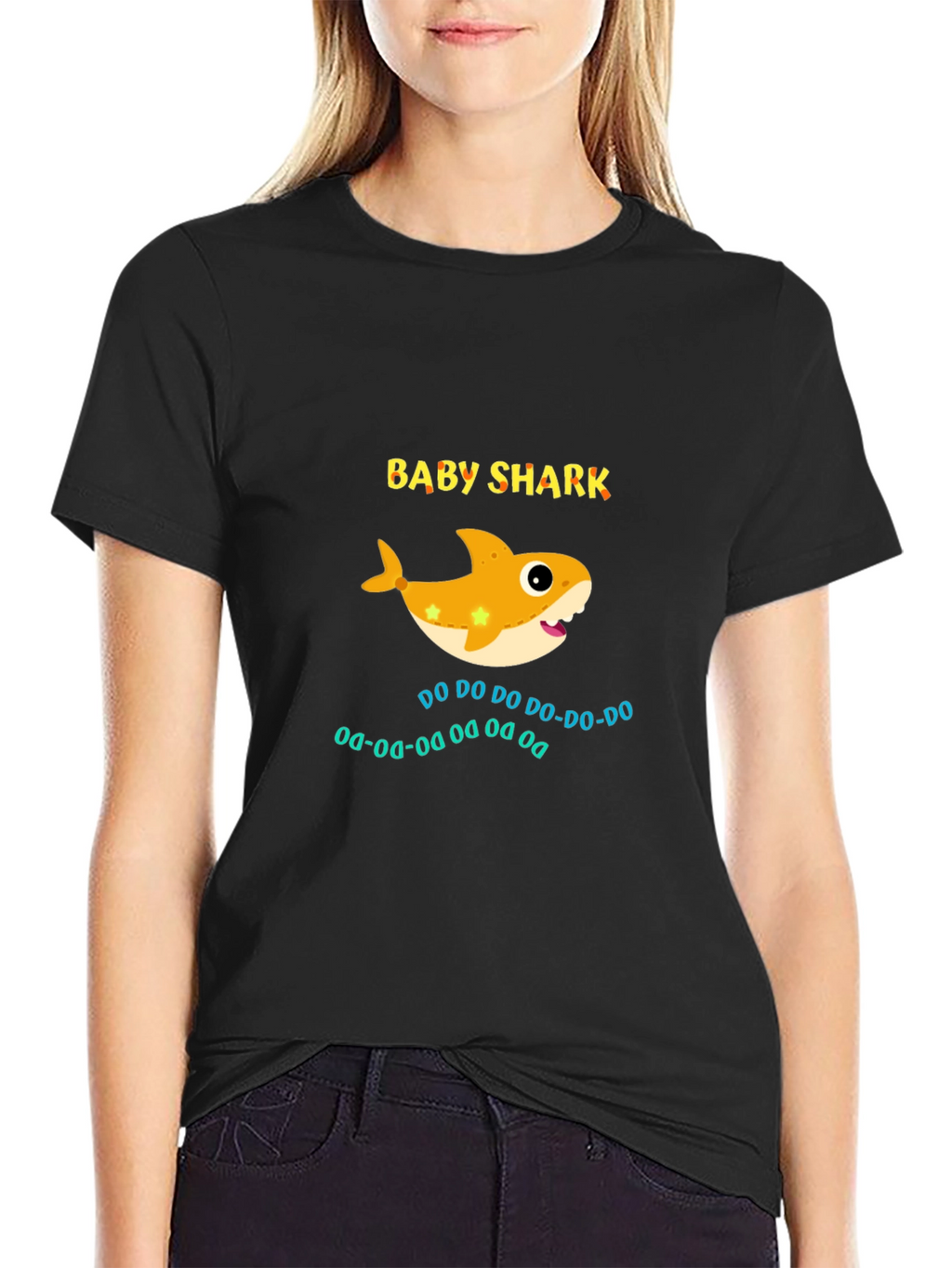 Camiseta Negra Baby Shark para Adulto