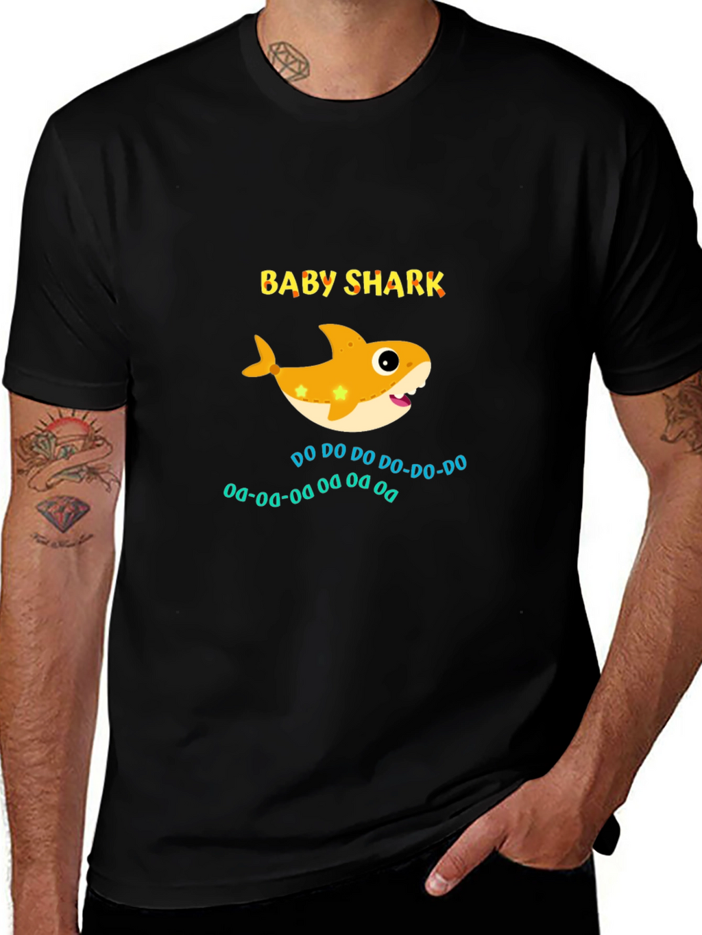 Camiseta Negra Baby Shark para Adulto