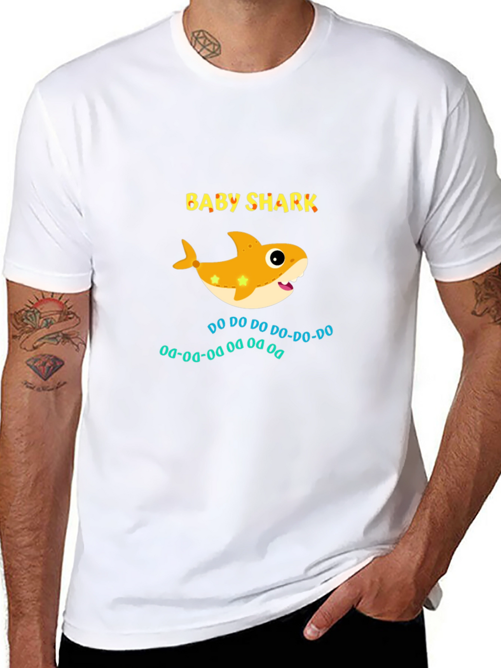 Camiseta Negra Baby Shark para Adulto