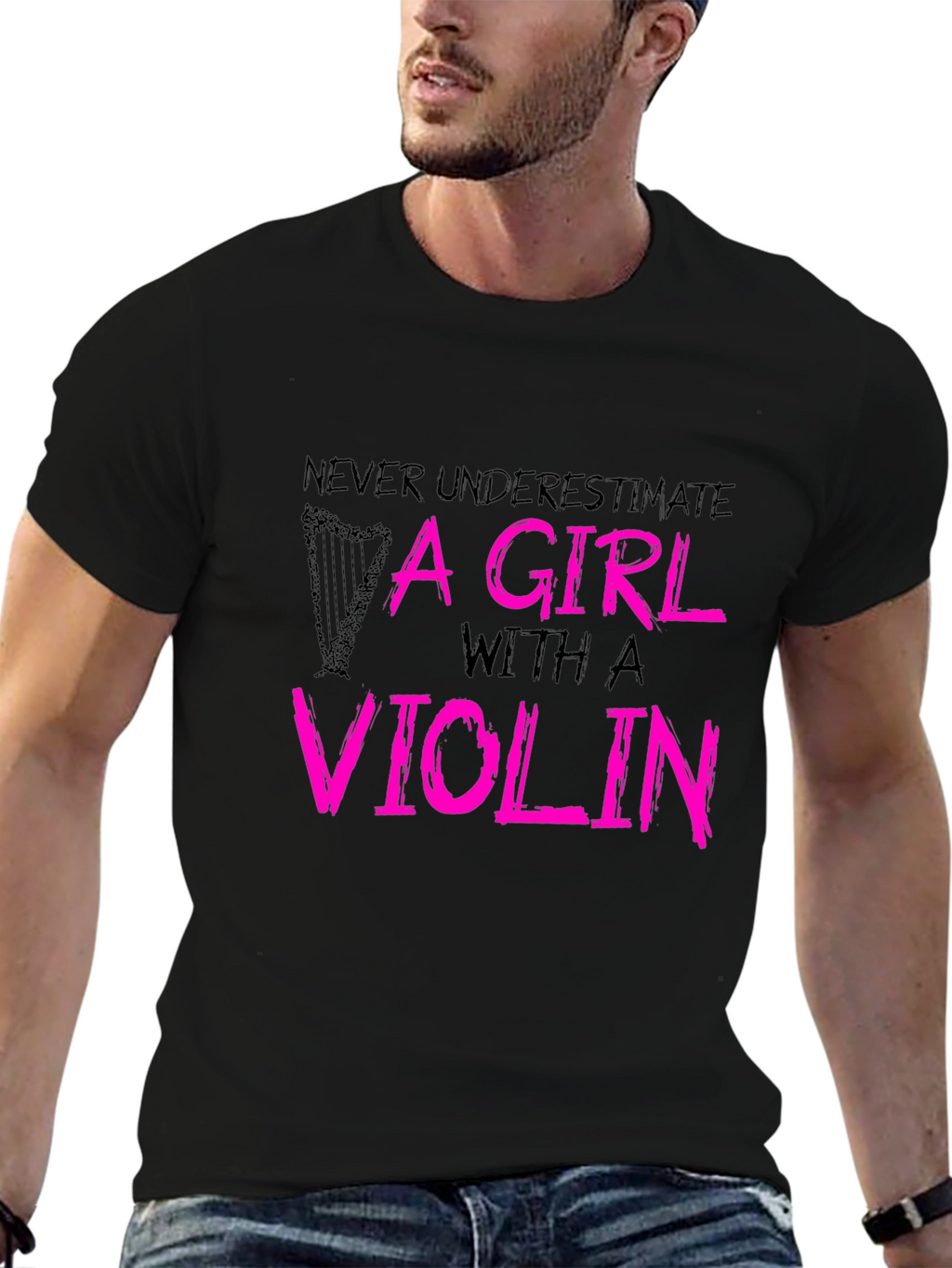 Camiseta Negra - Chica con Violín