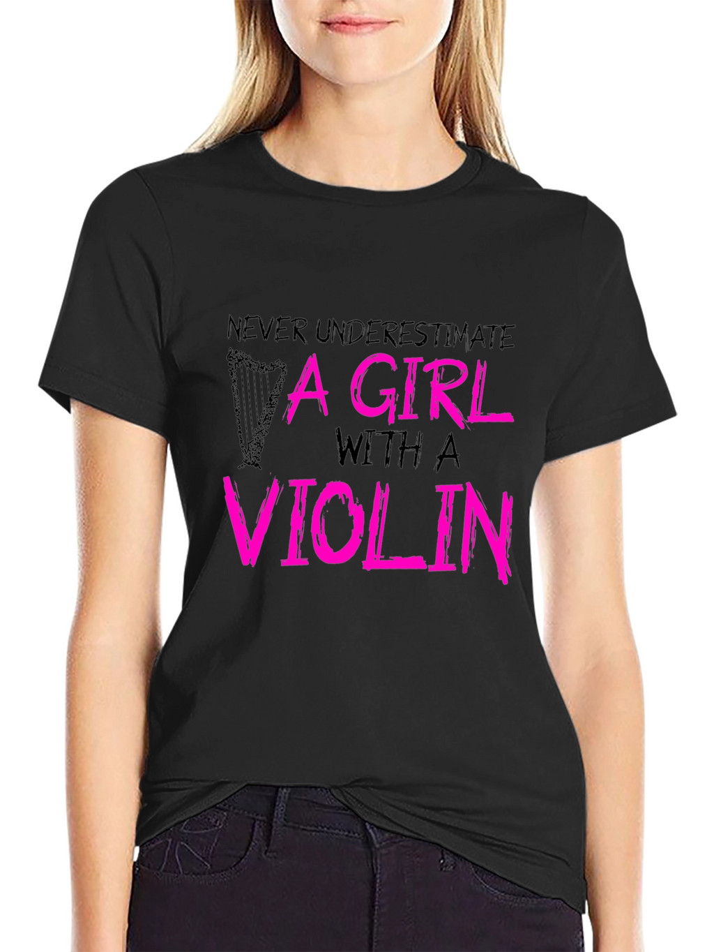 Camiseta Negra - Chica con Violín