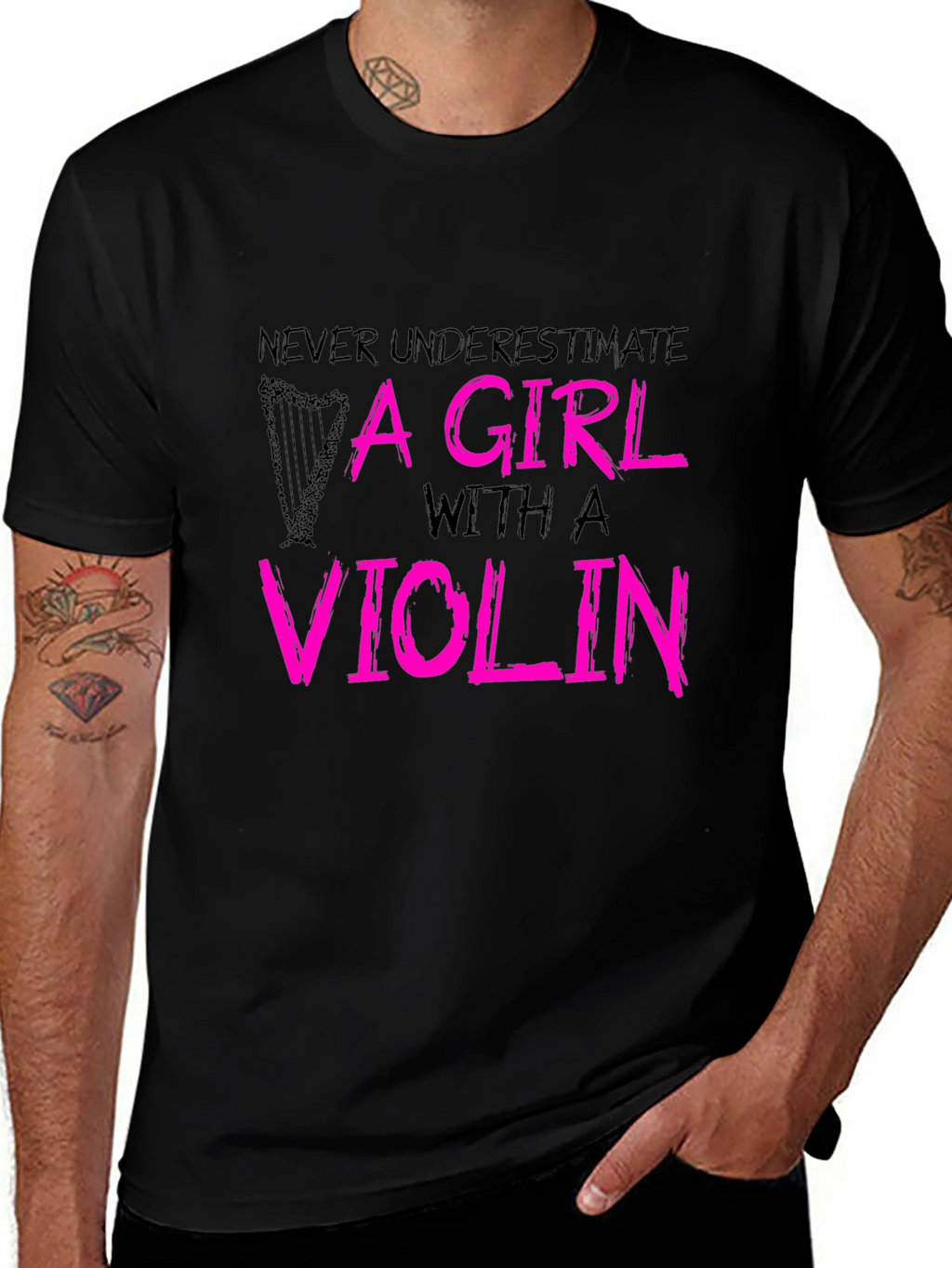 Camiseta Negra - Chica con Violín
