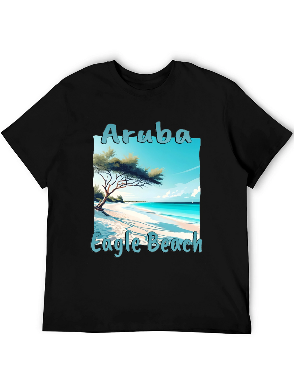 Camiseta Negra Aruba Eagle Beach Vacaciones