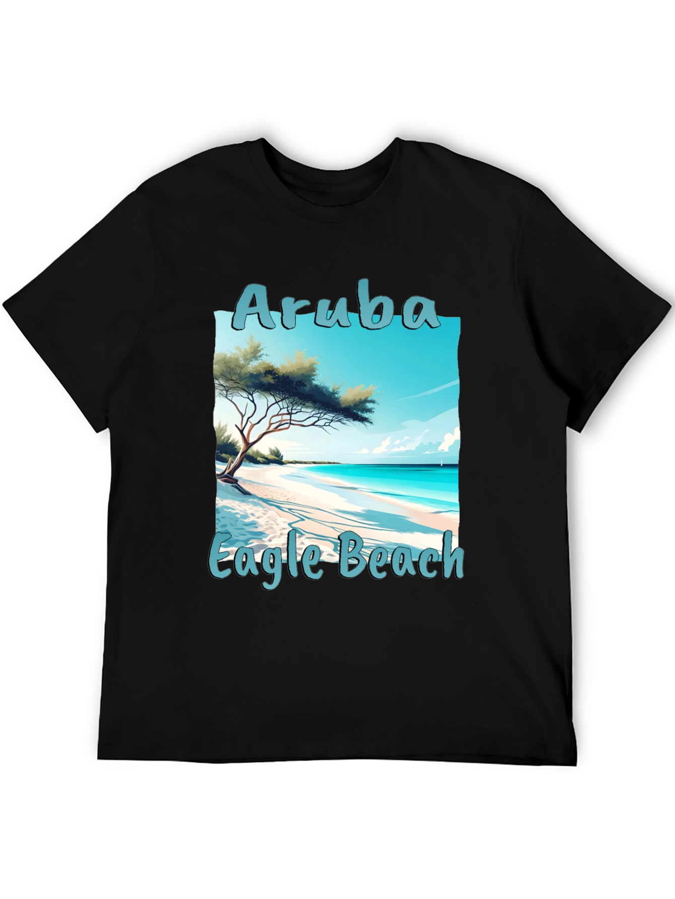 Camiseta Negra Aruba Eagle Beach Vacaciones