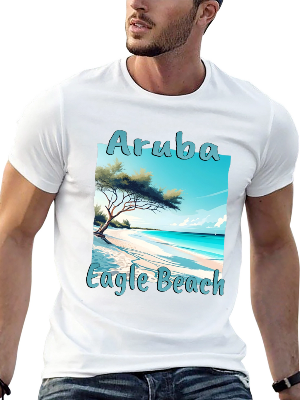 Camiseta Negra Aruba Eagle Beach Vacaciones
