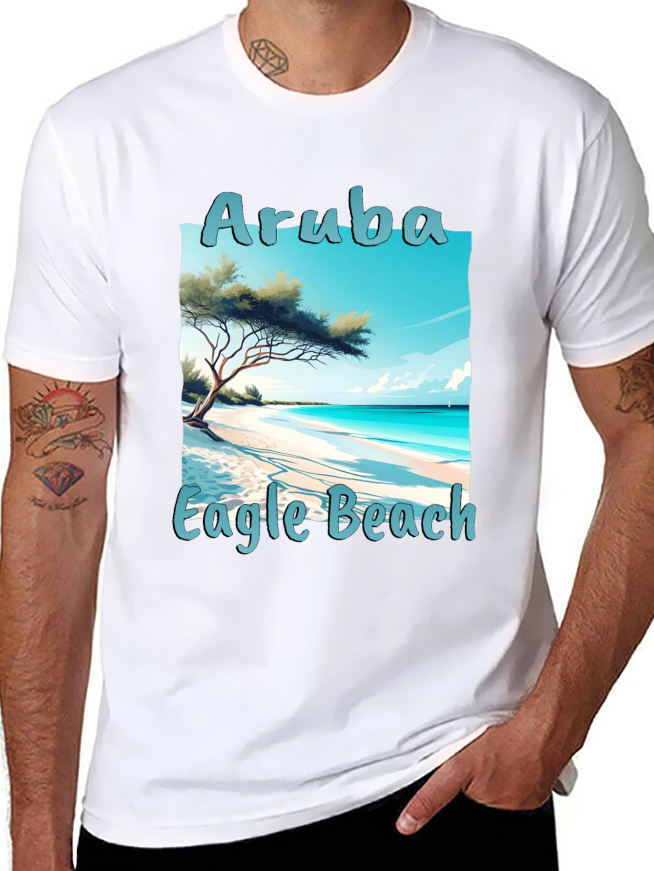 Camiseta Negra Aruba Eagle Beach Vacaciones