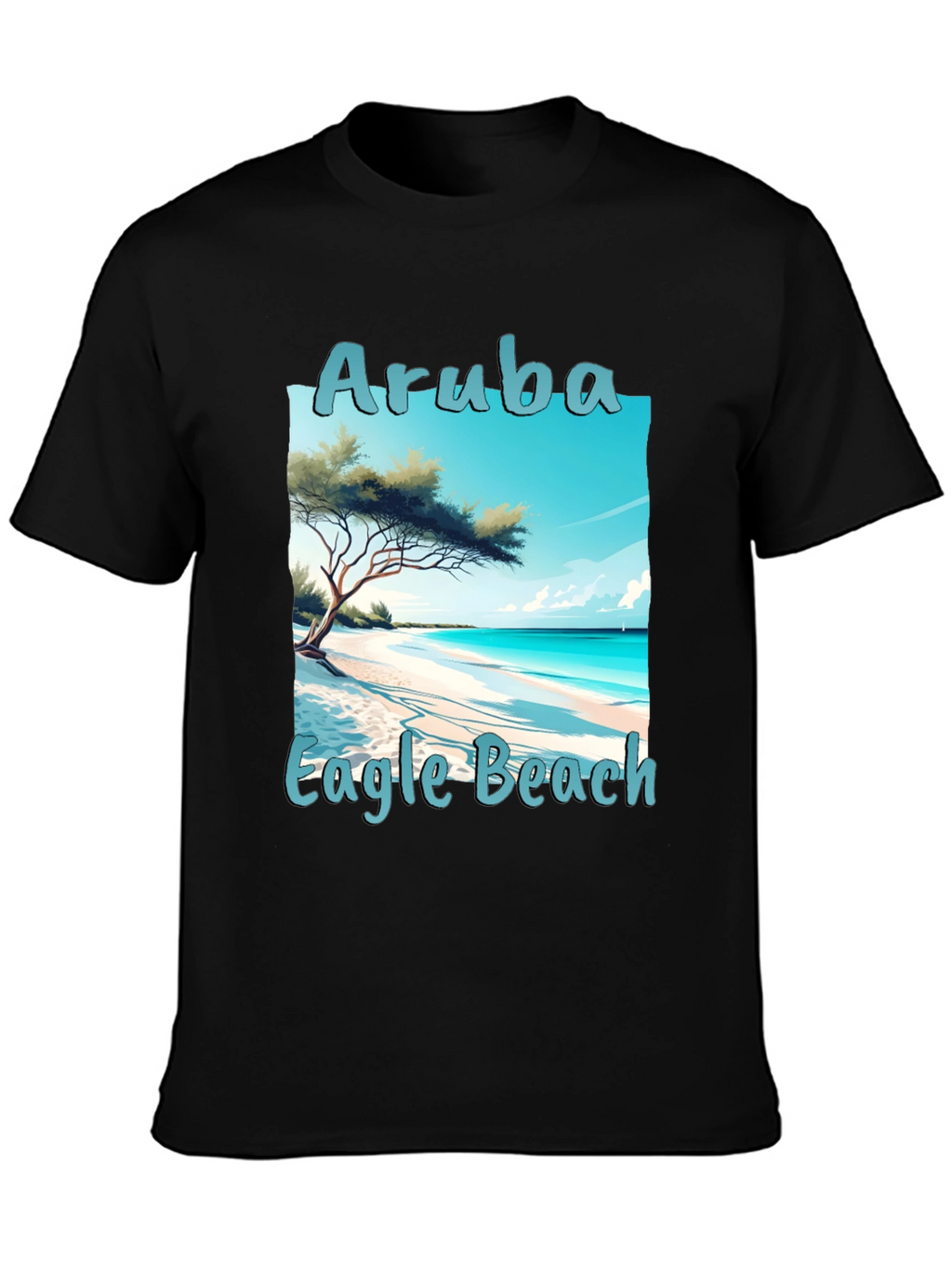 Camiseta Negra Aruba Eagle Beach Vacaciones